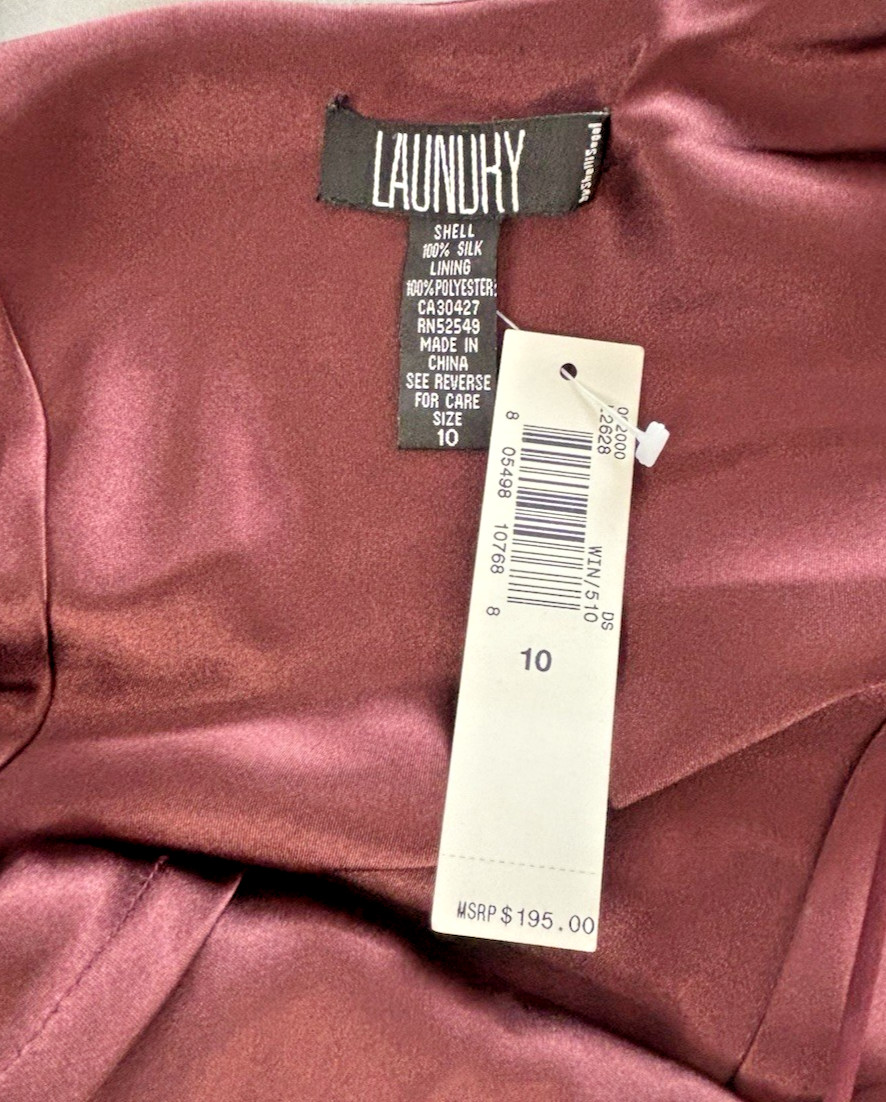 Vtg 90&rsquo;s Laundry Women&rsquo;s Burgundy Silk Beaded Cocktail Formal Dress Sz 10 NWT
