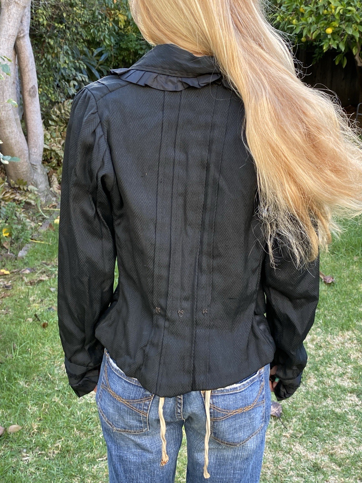 Antique Edwardian S Fine Wool Silk Trim Mourning Jacket Victorian