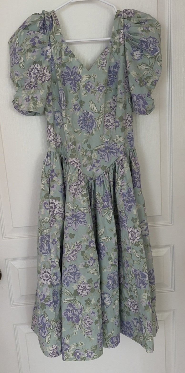 Laura Ashley Vintage US Sz 10 Dress Cottagecore Floral Prairie Style
