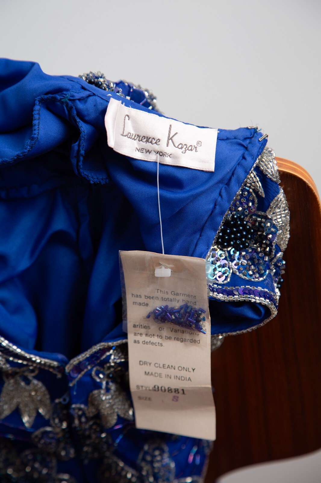 Fully Beaded Laurence Kazar Blue Evening Dress