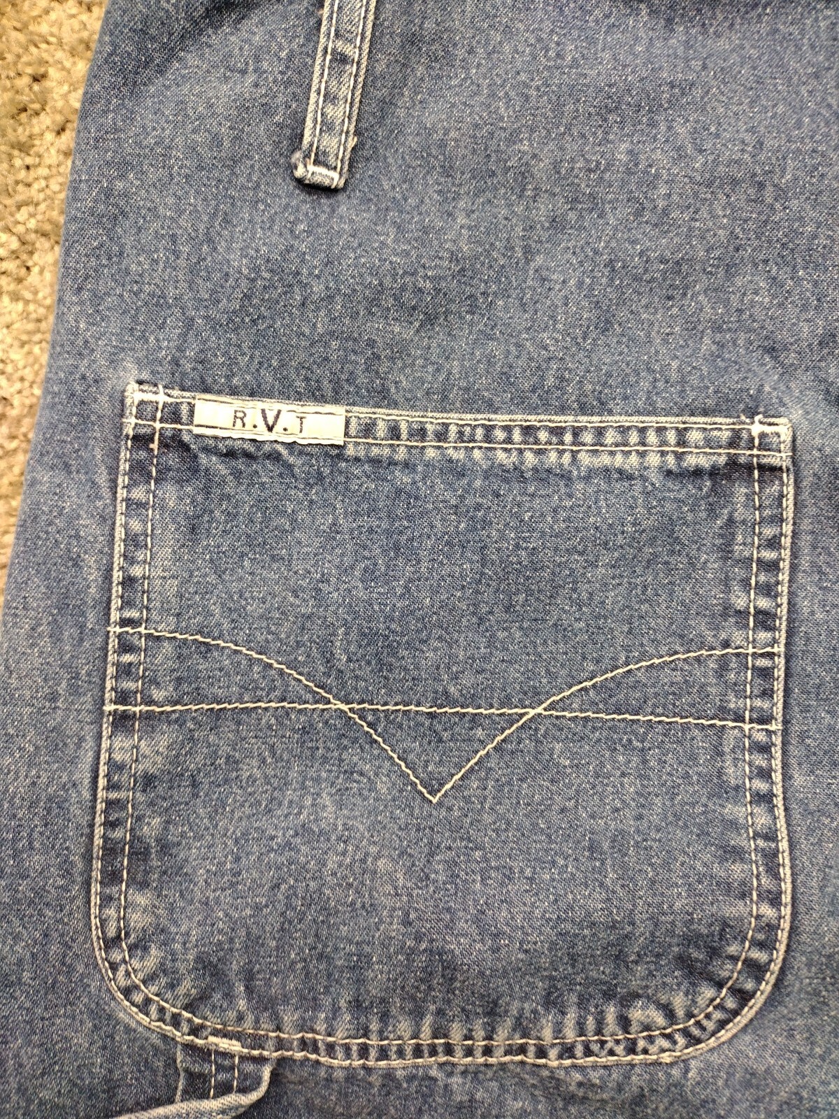VTG RVT Denim Straight Leg Light Wash Jean Carpenter Bib Overalls Women&rsquo;s M Y2K
