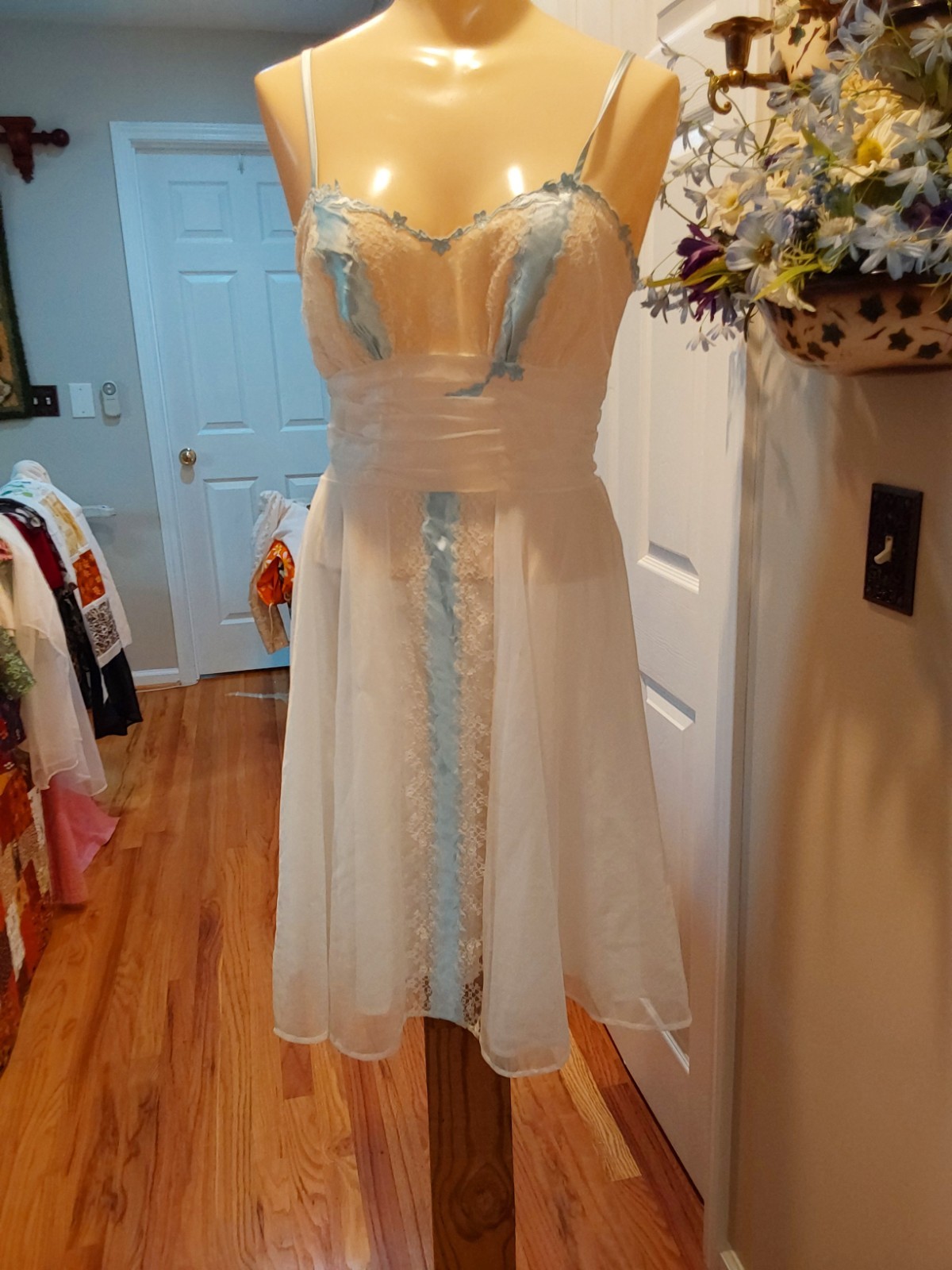 Vintage &rsquo;50s Custom Made French Peignoir Nightgown Robe Set Sheer