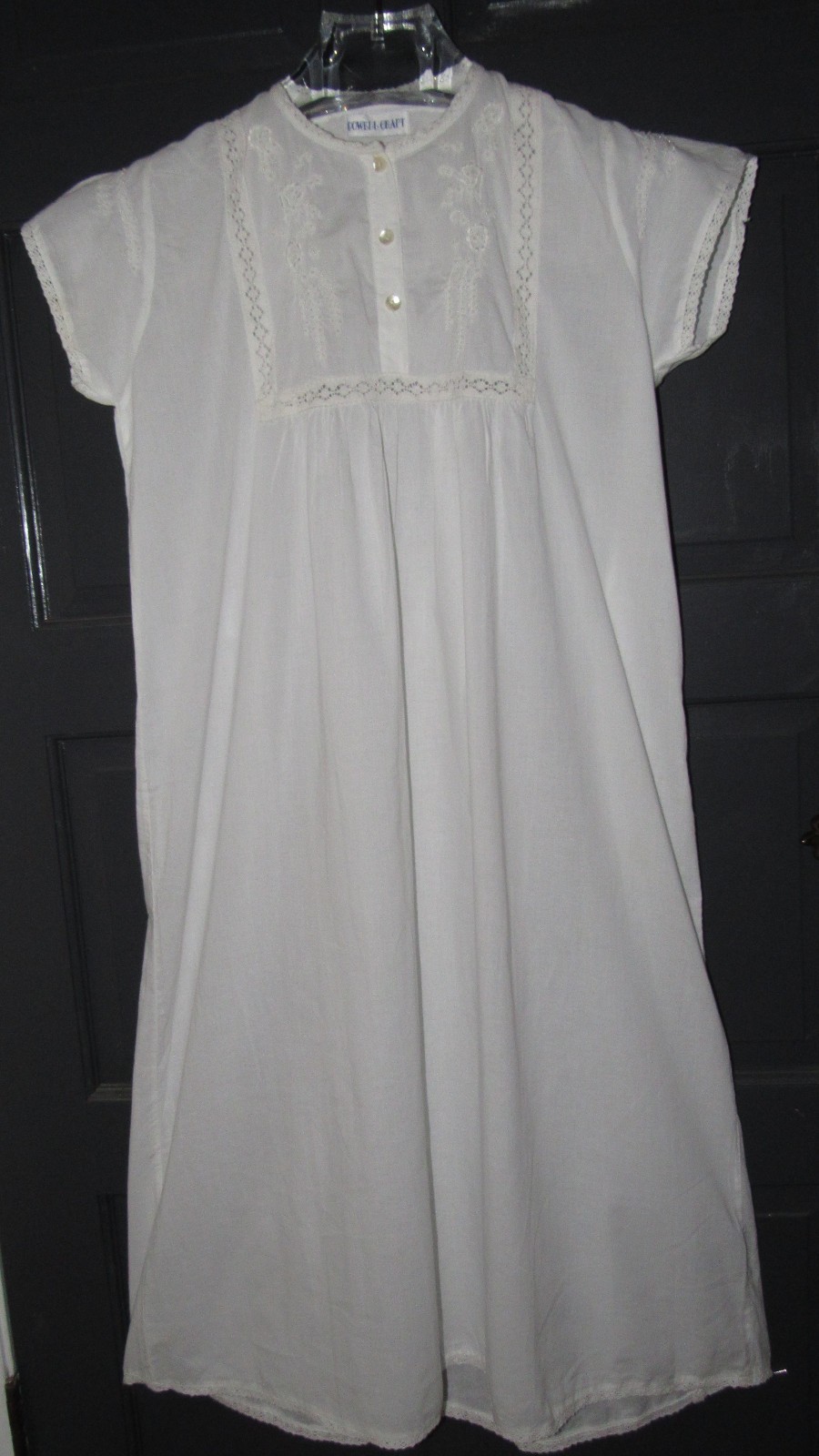 Powell Craft Nightdress nightgown tiny pearls 100% Cotton One Size Bust to 44&Prime;