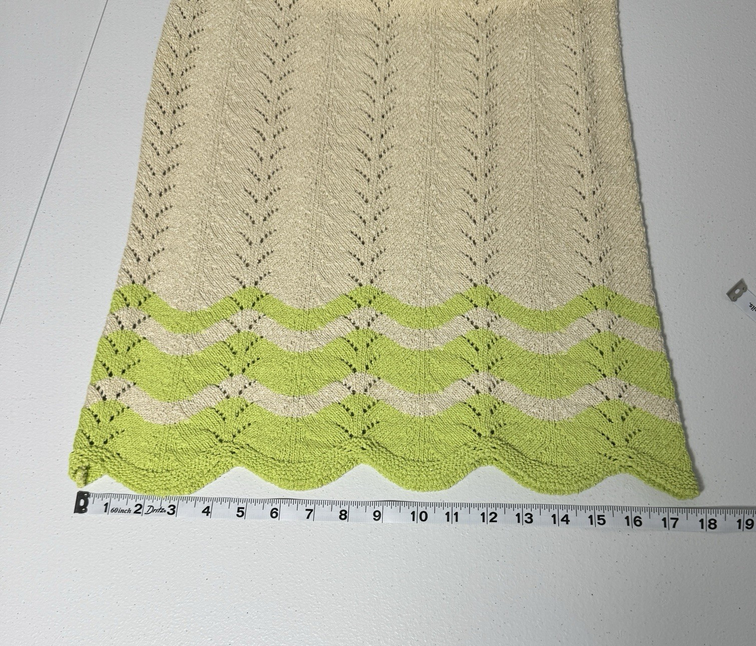 Vintage 1960s Mister Sig Knit Top Skirt Set Cream Lime Green ILGWU Small