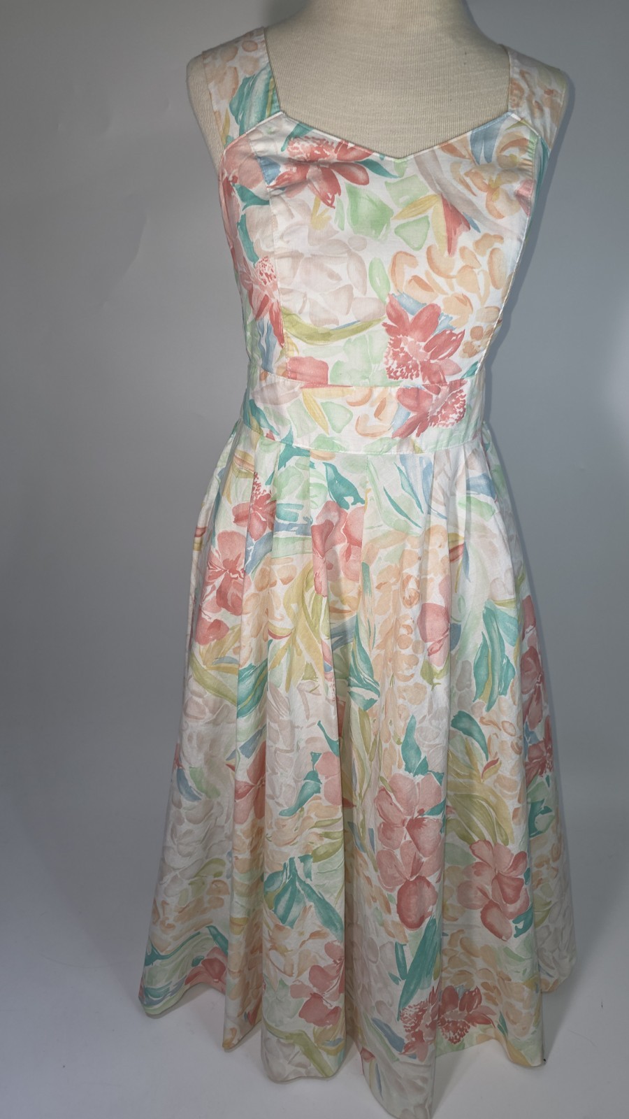 Vintage Carol Anderson Petite Floral Tie back Dress Size 2-4 Cottage Core Lolita
