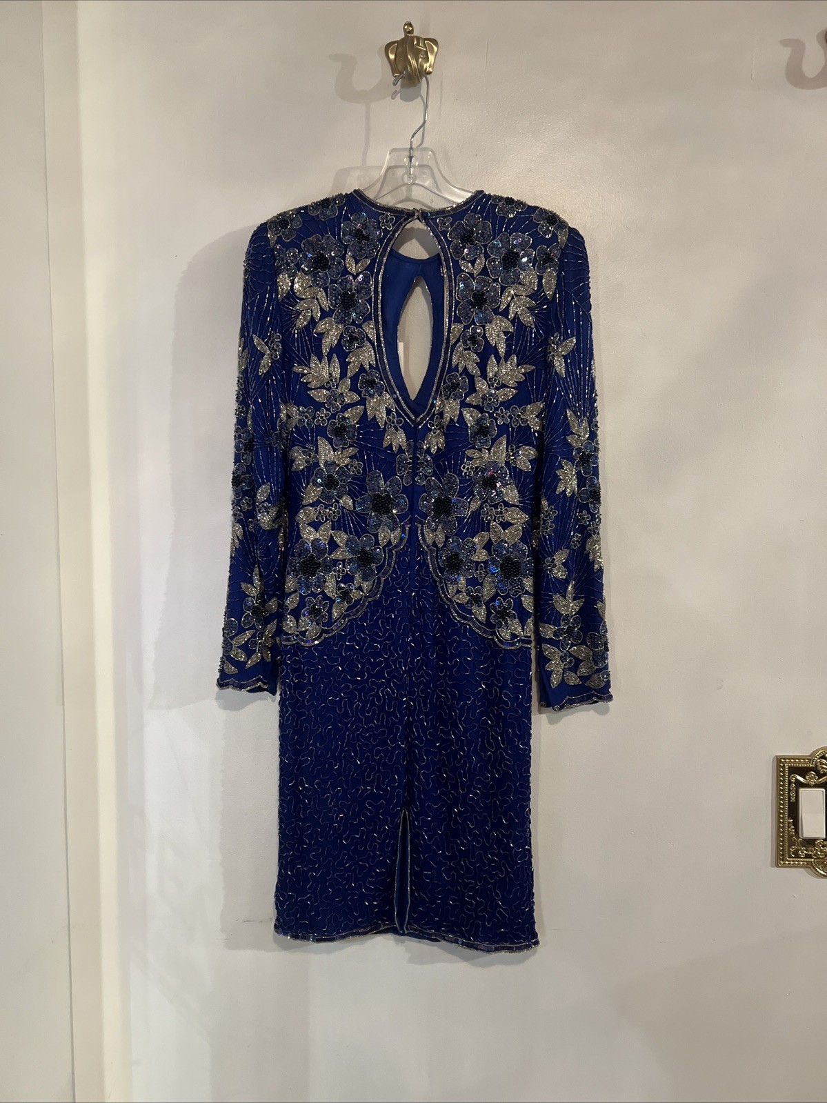 Fully Beaded Laurence Kazar Blue Evening Dress