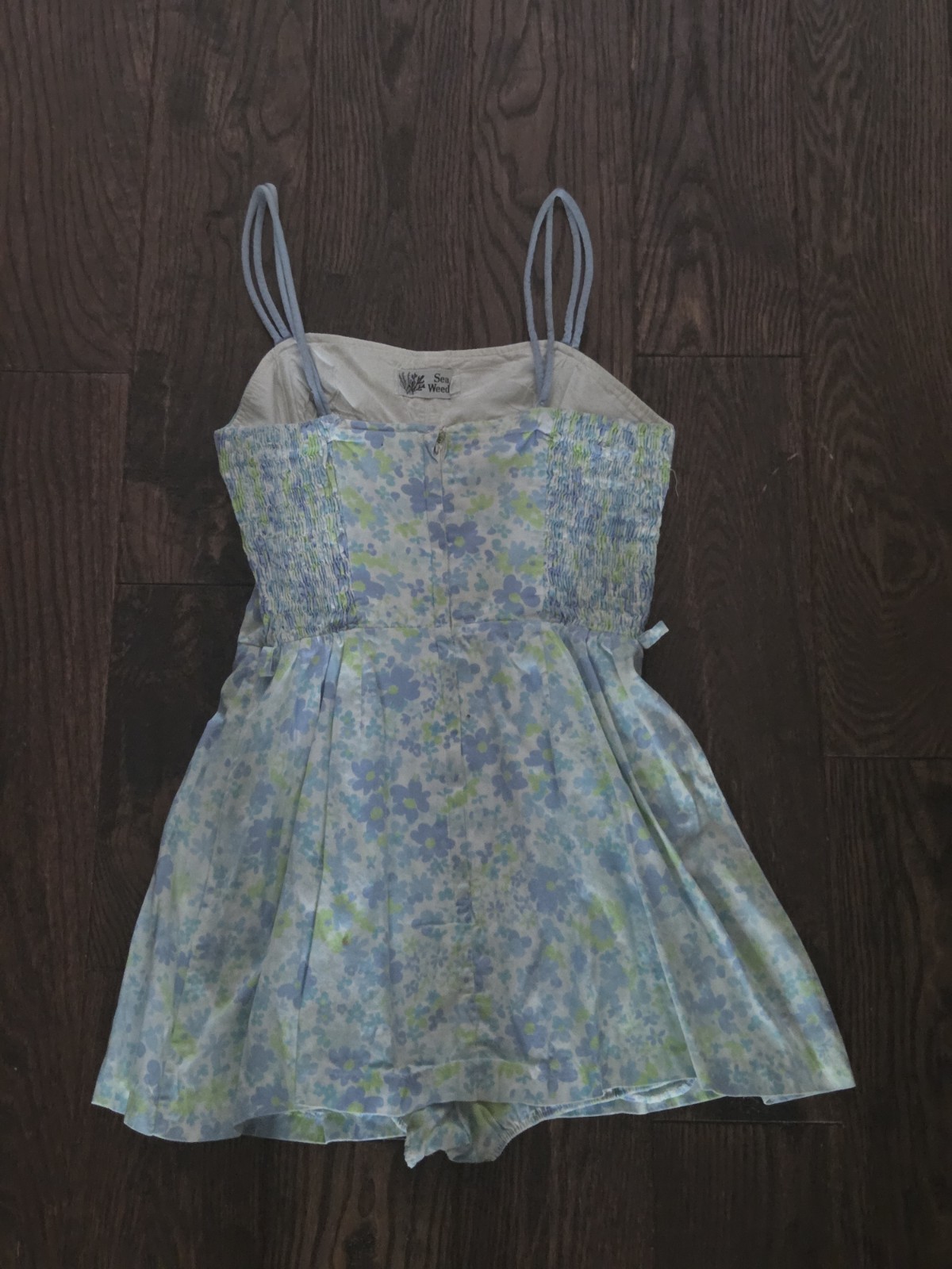 Vintage Sea Weeds Floral Skort Romper Women&rsquo;s Size 10 Blue Purple Summer Dress