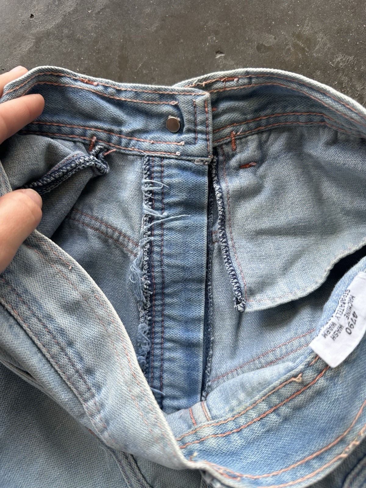 Vintage 70’s Lightwash Patchwork Bell Flare Jeans 28” Waist