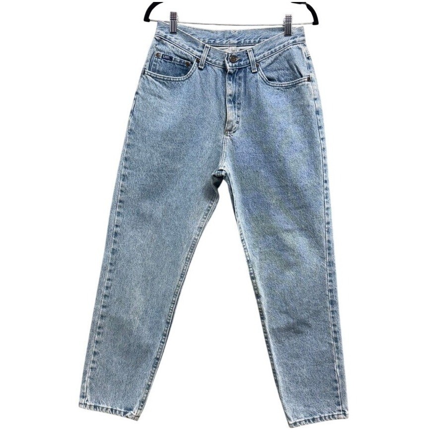 Vintage Lee Jeans High Waisted Light Wash Denim Made in USA Sz 12 Short 29×26.5