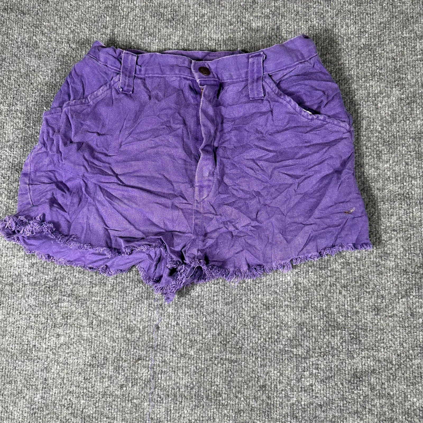 Sears JR Bazaar Shorts Womens Size 13 Purple High Waisted Denim Frayed Hem