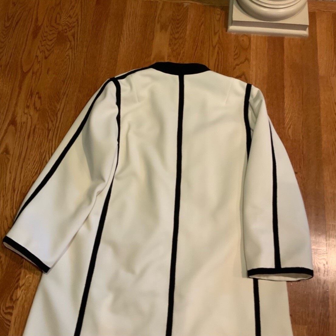 Lilli Ann Coat Vintage Button Front Cream Black Lined 46 in Chest READ