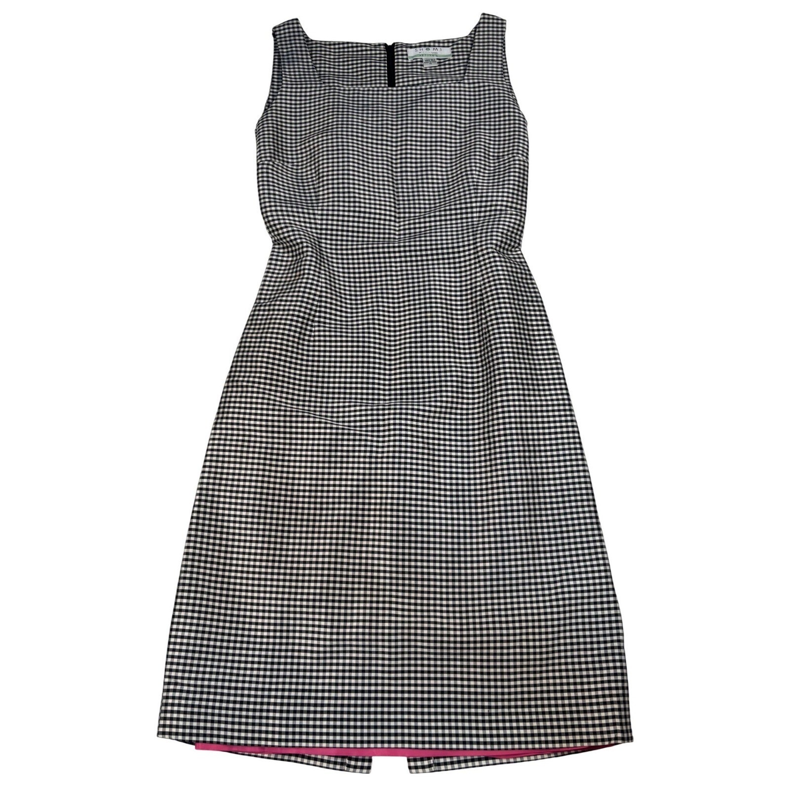 vintage 90s silk dress black white gingham cocktail elegant coquette chic modest