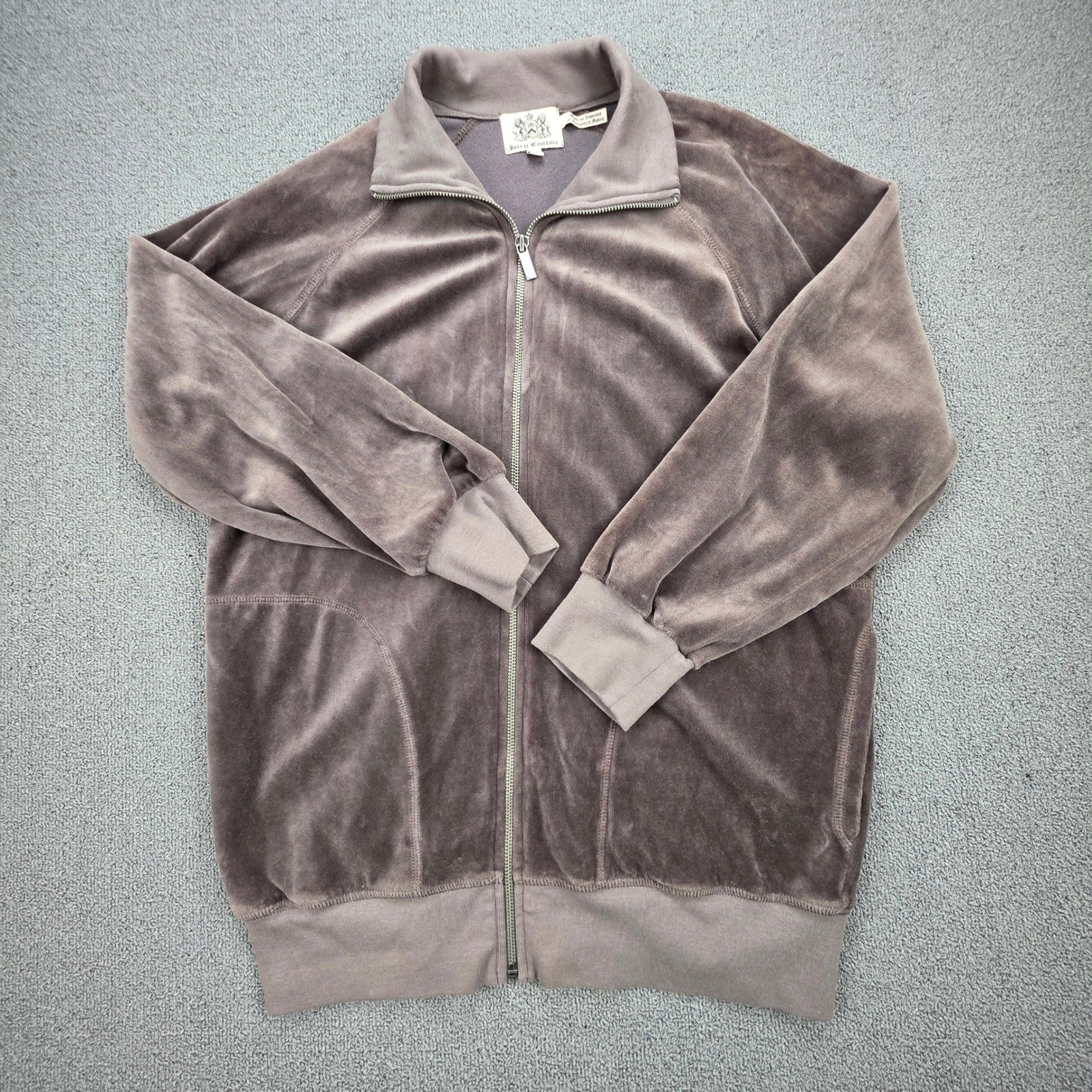 Juicy Couture Velour Track Jacket Women Brown Y2K Zip Up Large