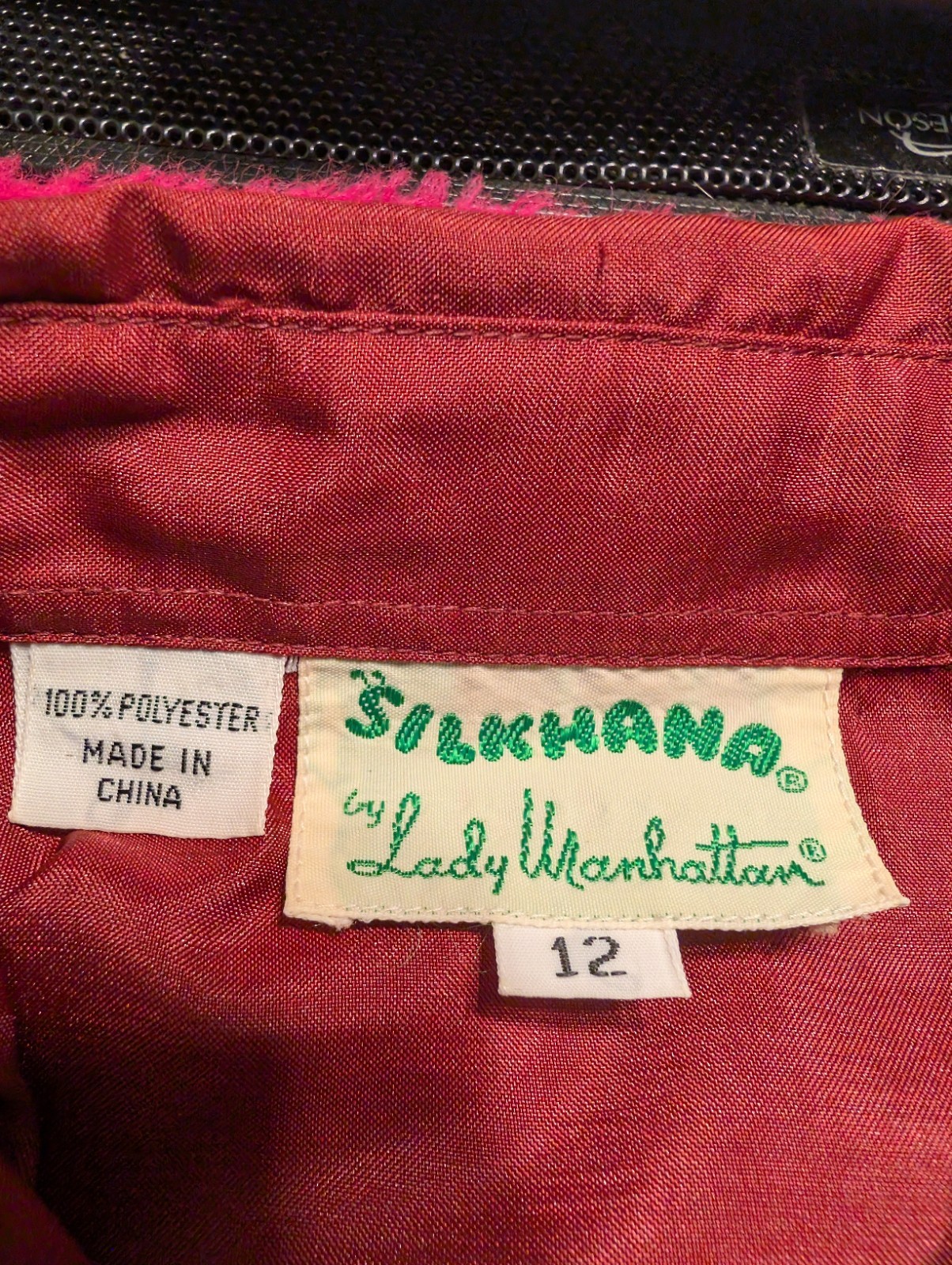 Vintage Lady Manhattan Silkhana Rust Red Blouse Shirt Size 12 80s Roll Tab