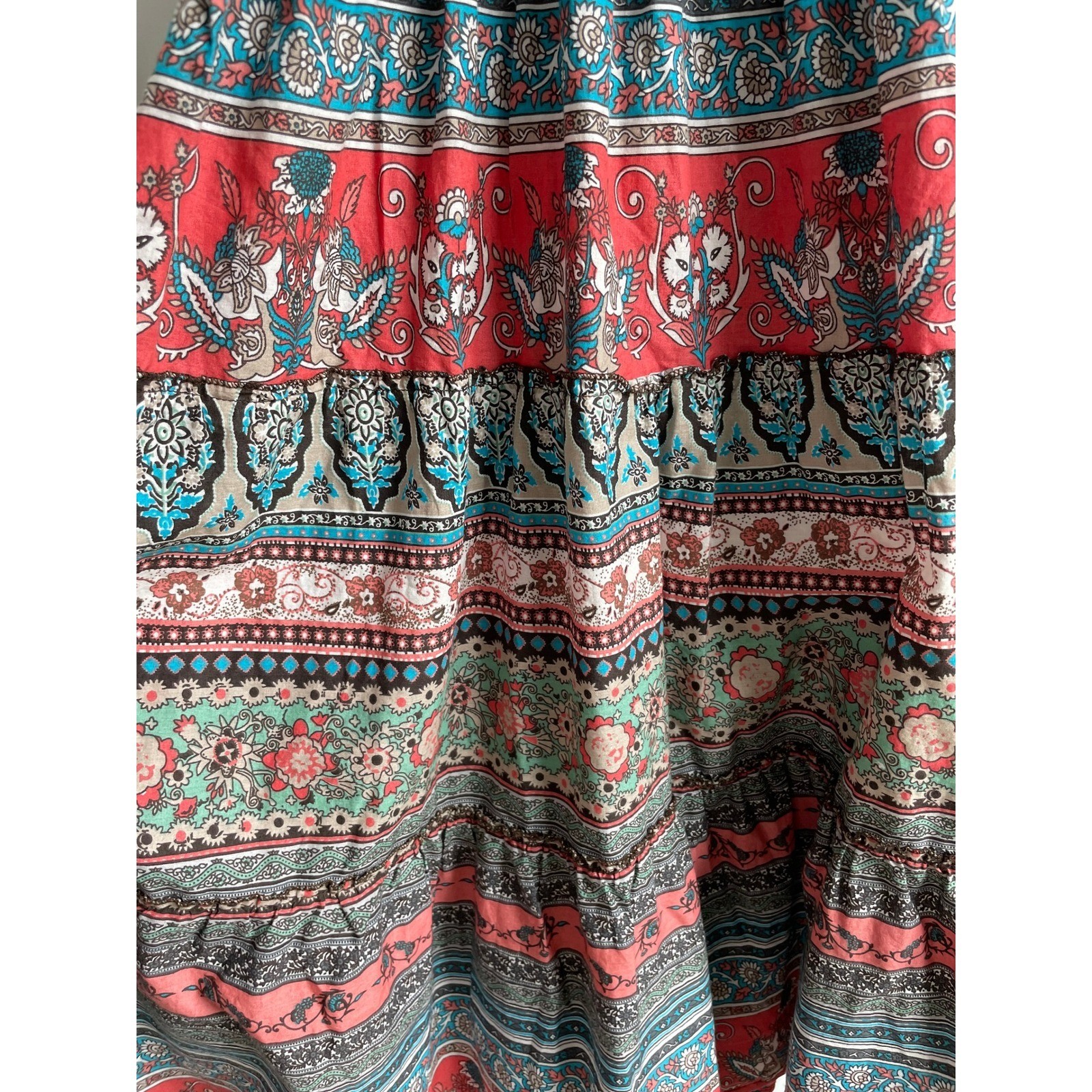 Mudd Vintage 90s Y2K Mudd Smocked Tiered Dress XS Paisley Cotton Floral Boho