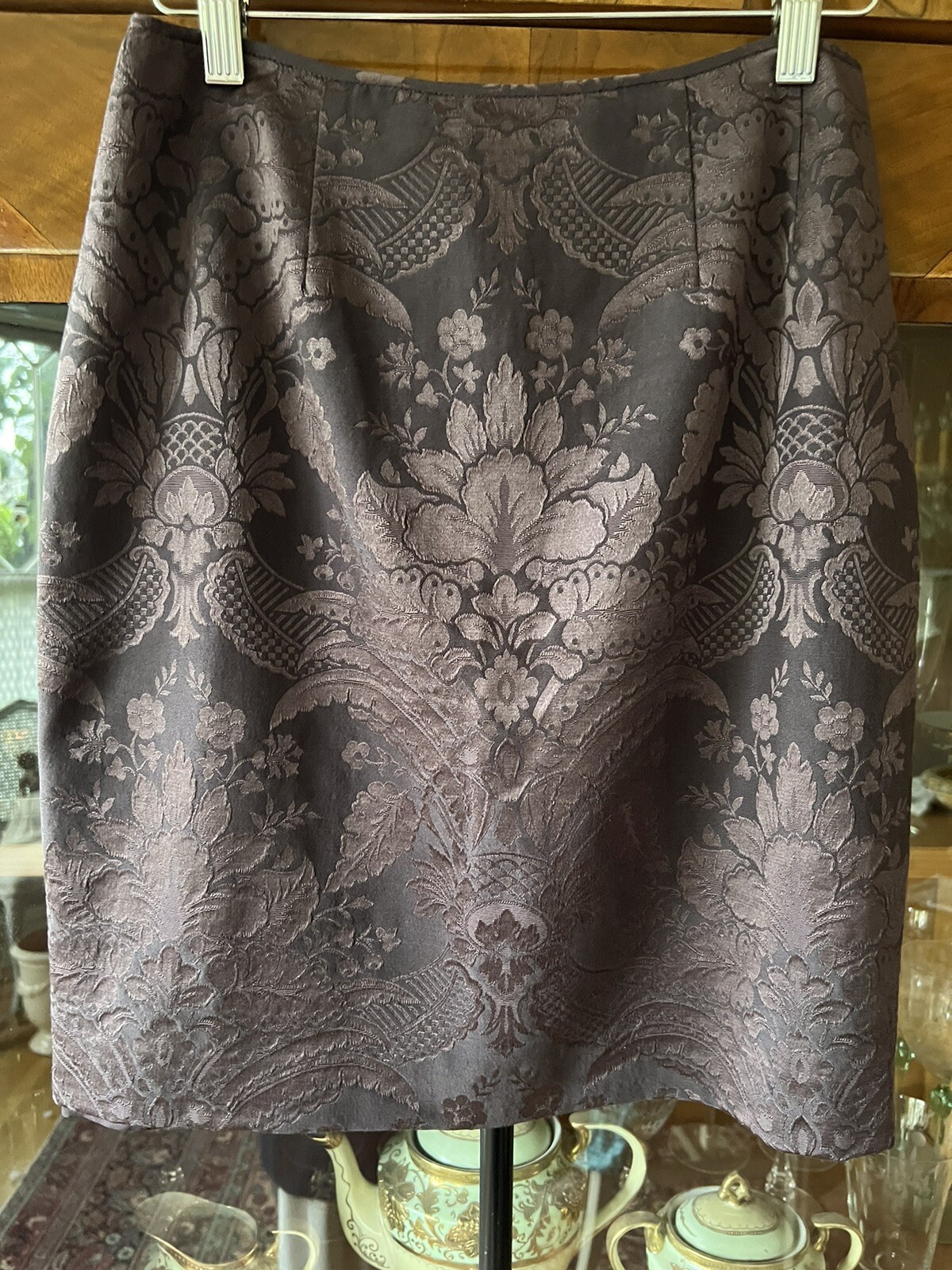 Pamela Dennis Vintage Aubergine Damask skirt size 6