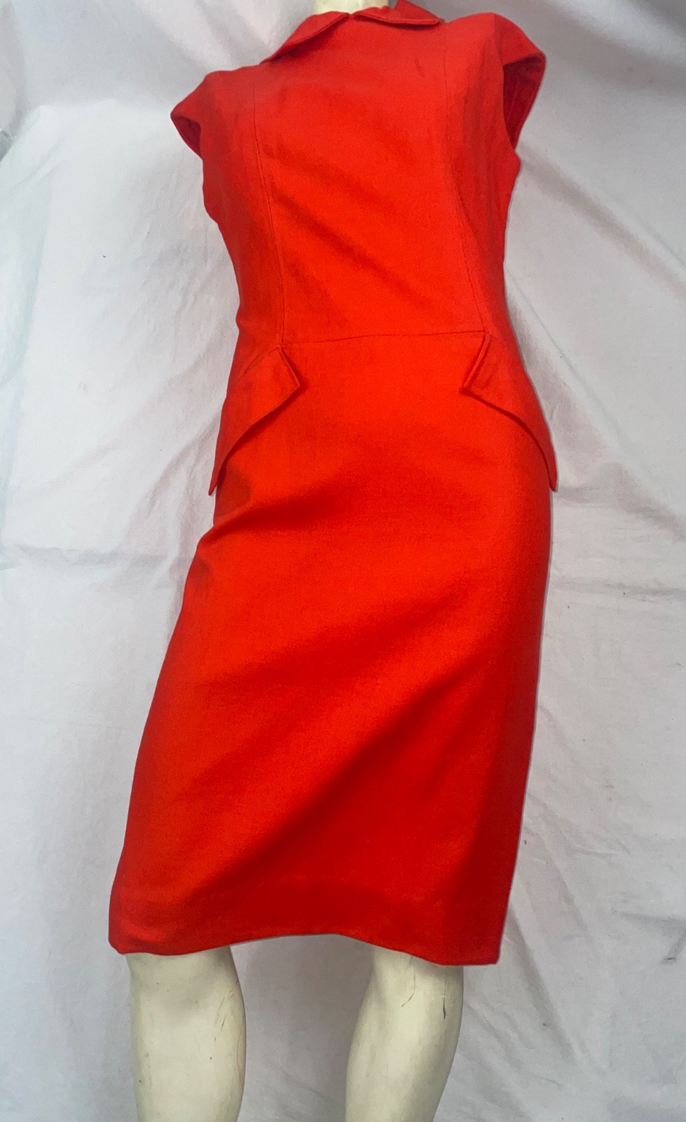 VTG 60S 70S WOMENS S ORANGE DISCO GOGO RETRO COTTON SLEEVELESS DRESS