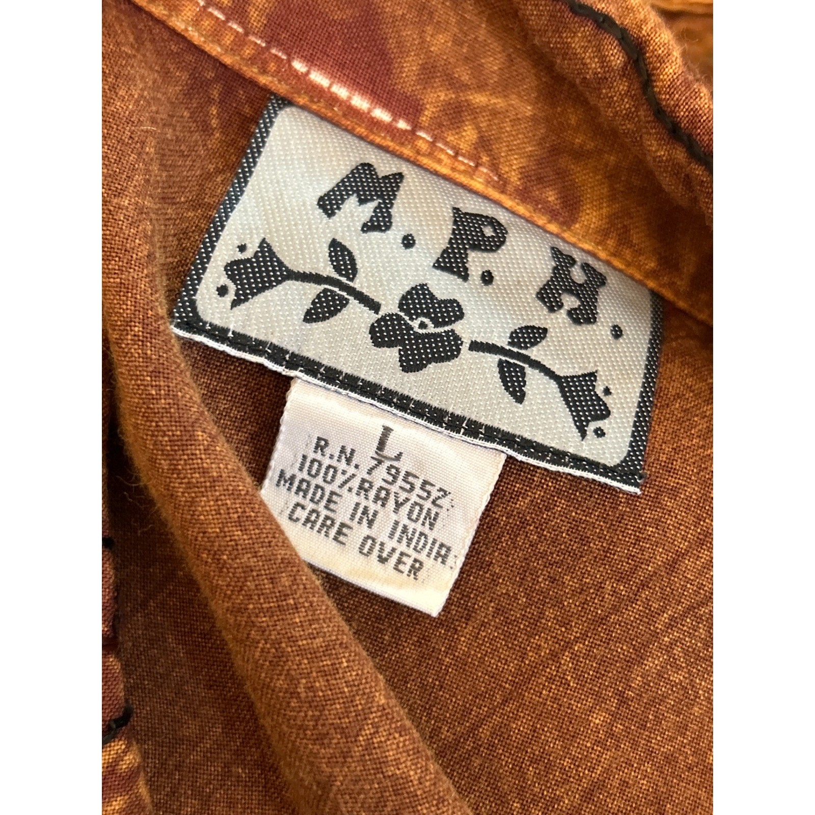 90s M.P.H. Maxi Dress Bohemian Western Earthy Brown Embroidered Button Front L