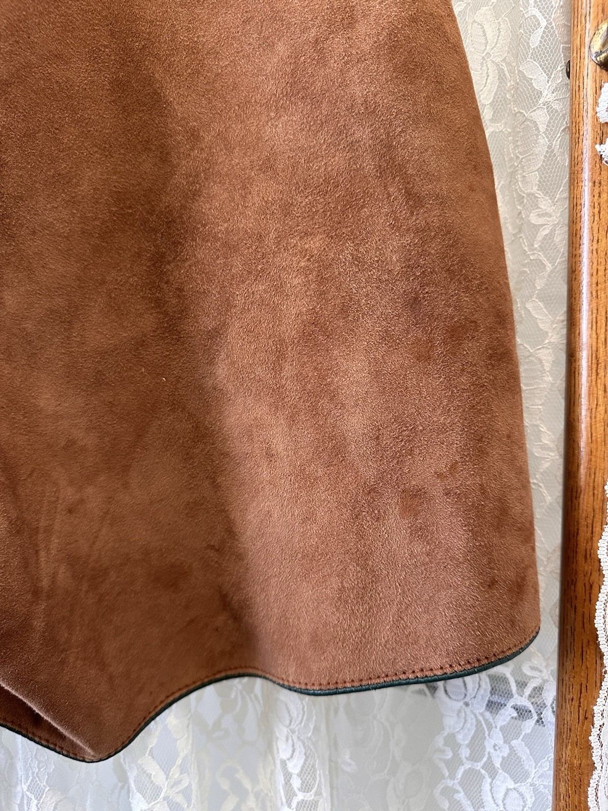 Vintage 1940s Leather Shorts Made In Germany Brown Green Side Buckles 25” Waist