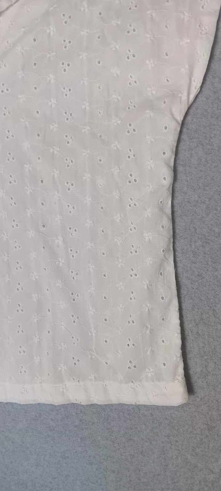VTG Sears Cap Sleeve Eyelet Pointelle Camp Collar Blouse Small White Preppy Boho