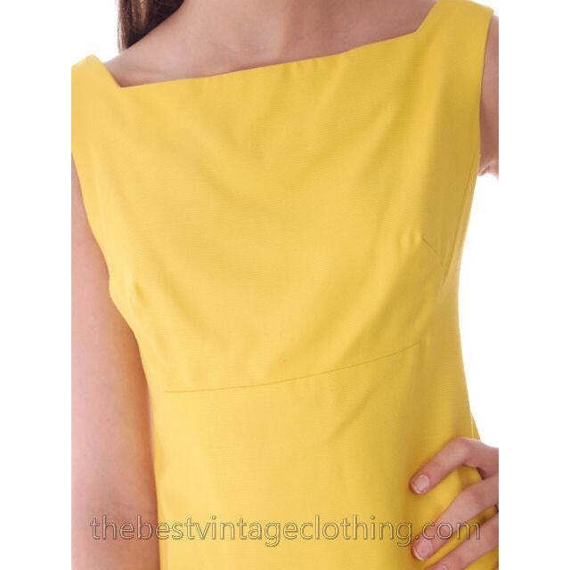 Vintage 60s Yellow Faille Maxi Evening Gown Lemon Rayon Madmen Style S