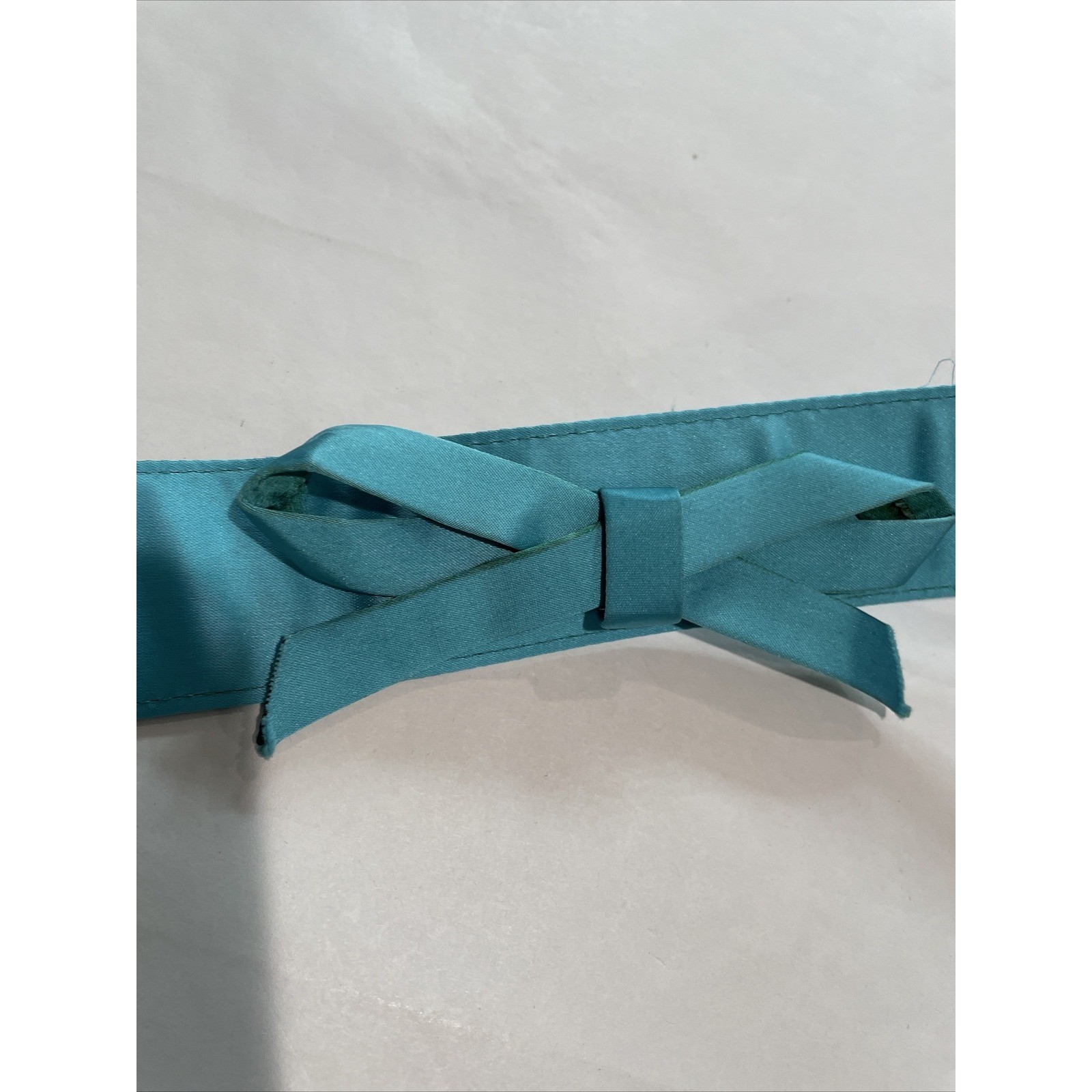 Vintage 50s 60s Chiffon Dress Prom Party Aqua Turquoise Waist 24 (SEE FLAWS