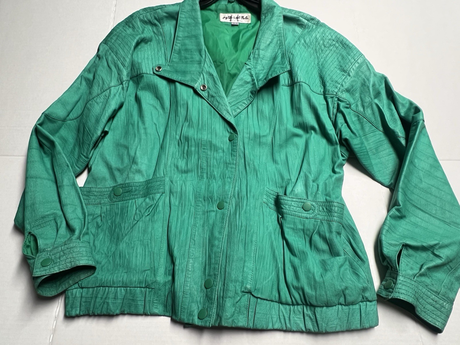 Vintage 80’s Split End Ltd. Leather Jacket Women’s Size 13/14 In Green