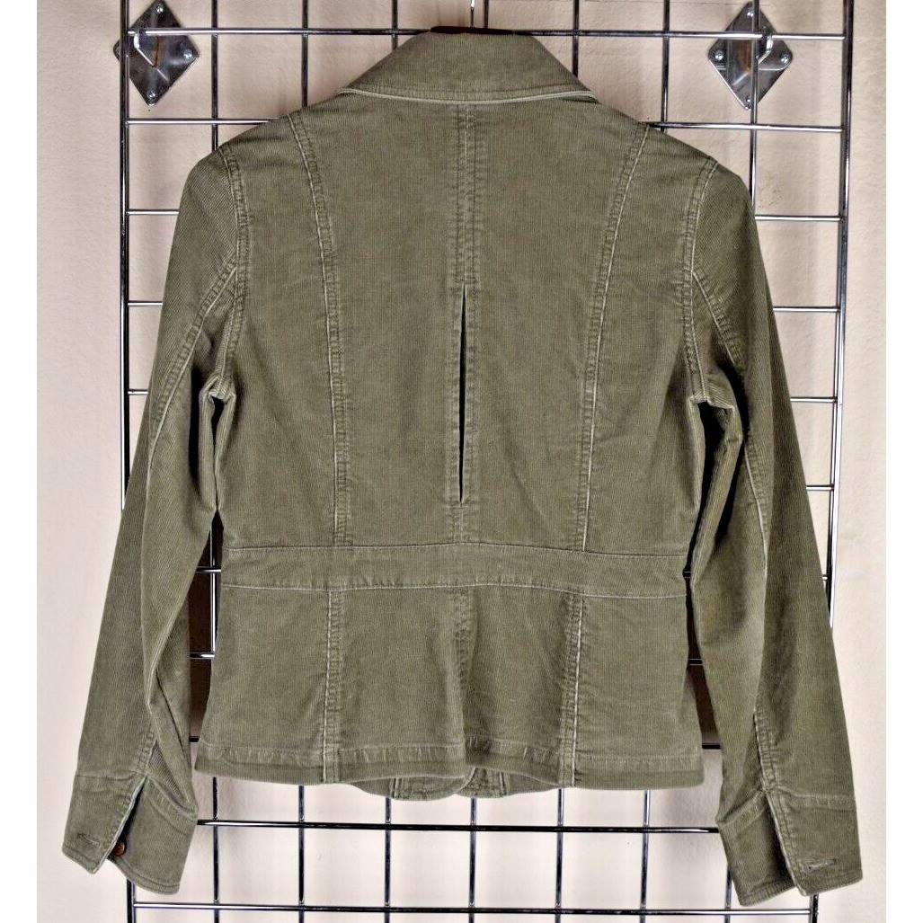 Vintage Eddie Bauer Jacket Size S/M 90s Forest Green Soft Corduroy Bronze Button