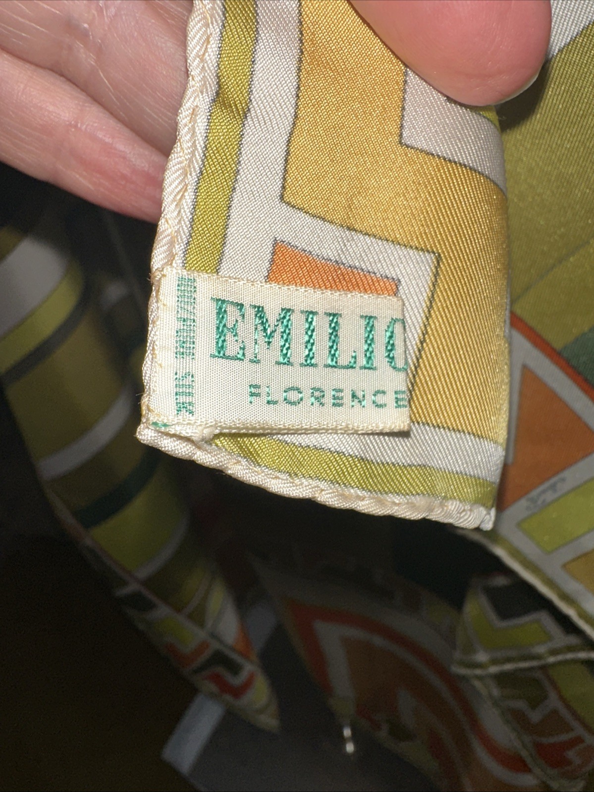 Vintage Emilio Pucci Geometric Silk Scarf Made In Italy 35 In. Square