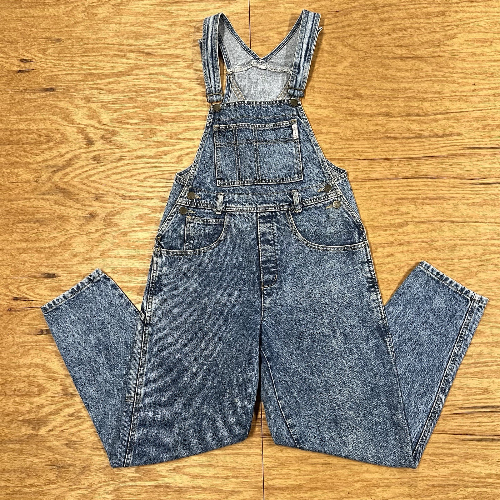 Vintage 90s Guess Acid Wash Denim Overalls USA Made Style 10770 Size 2 Straight