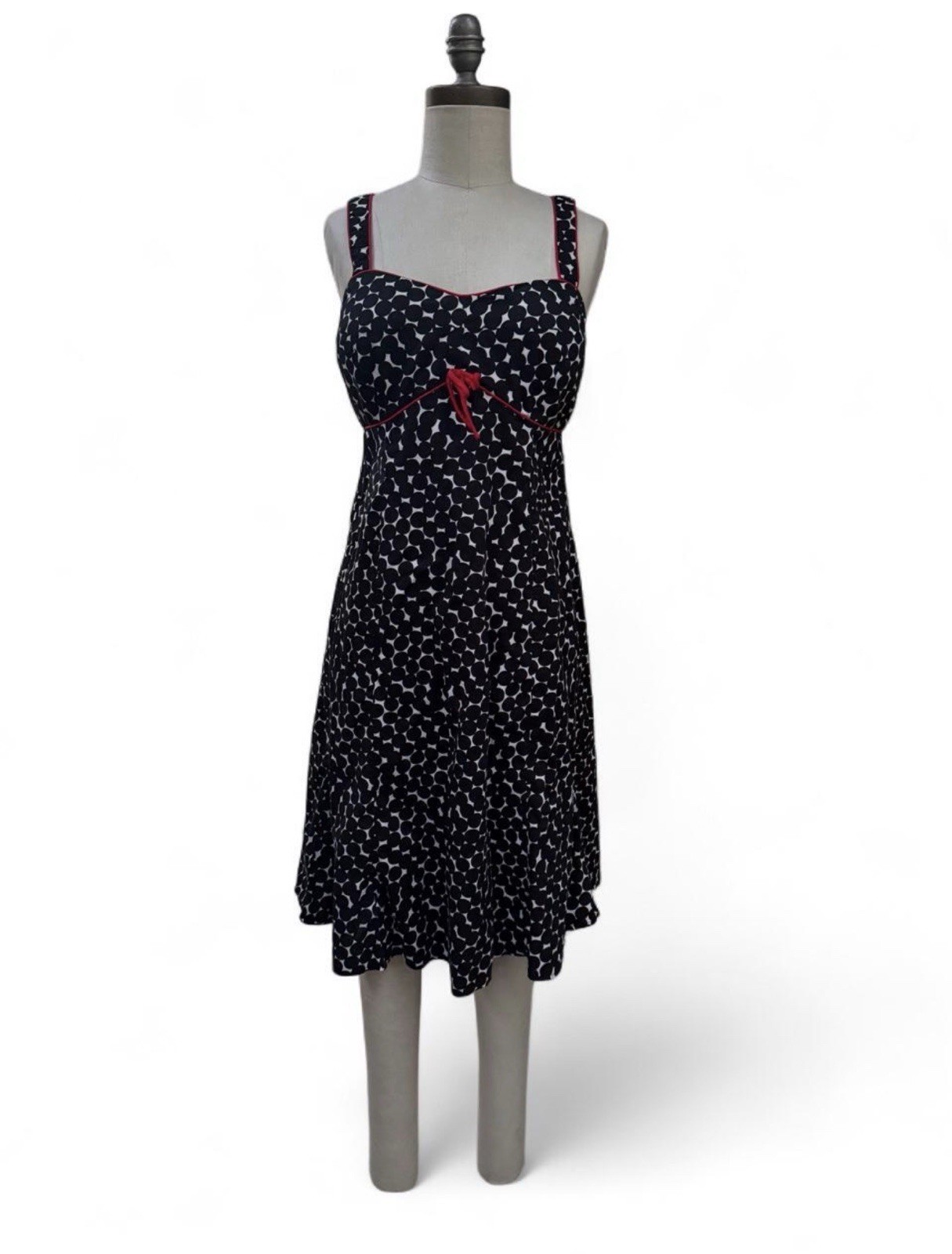 Vintage 90’s R&K Originals Polka Dot Cotton Sleeveless Dress Retro Sz 10 Ruched