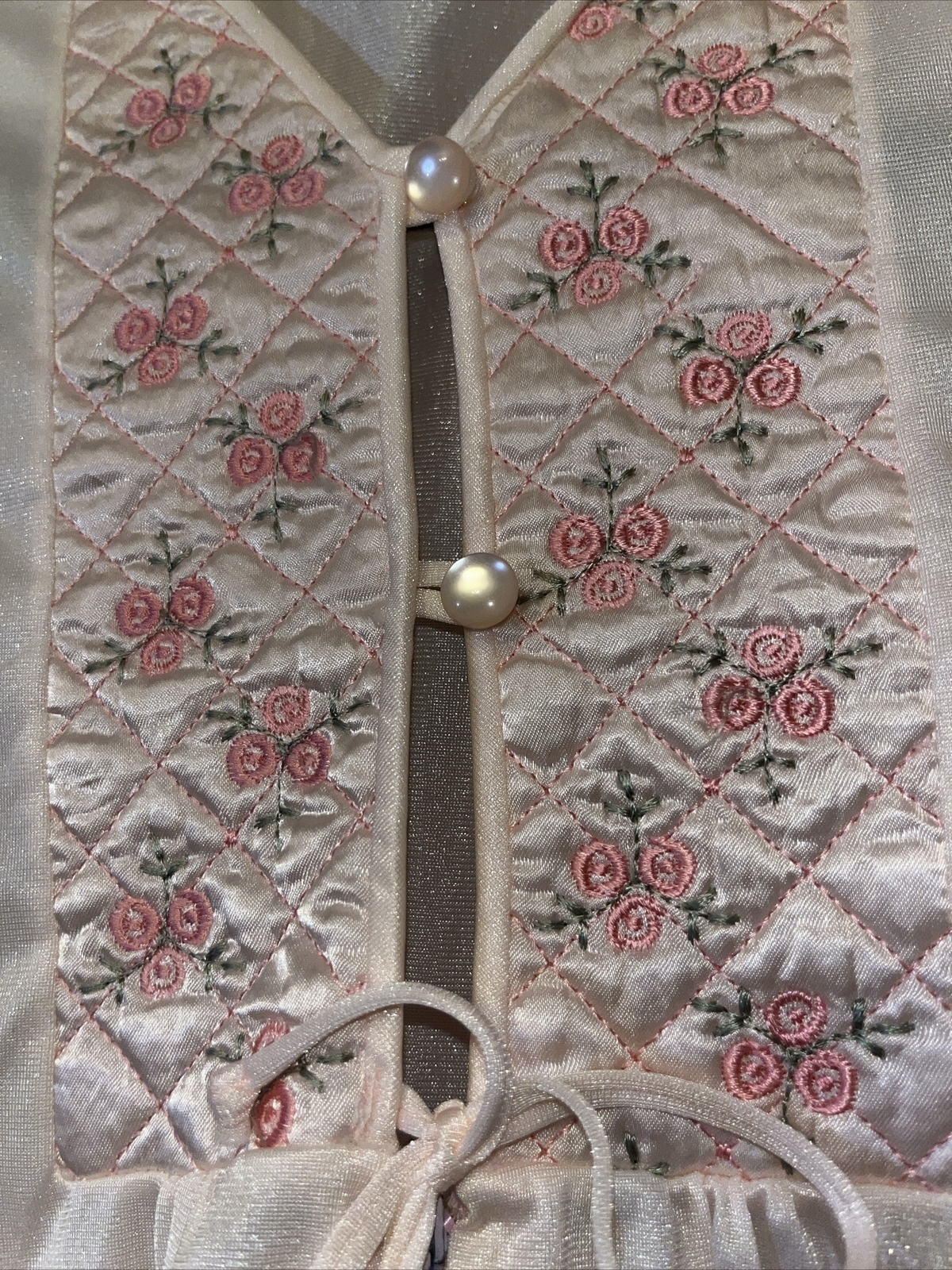 Vnt Dressing Gown Pink Floral Regency Embroidered Button/zip M 10 12 Hollywood
