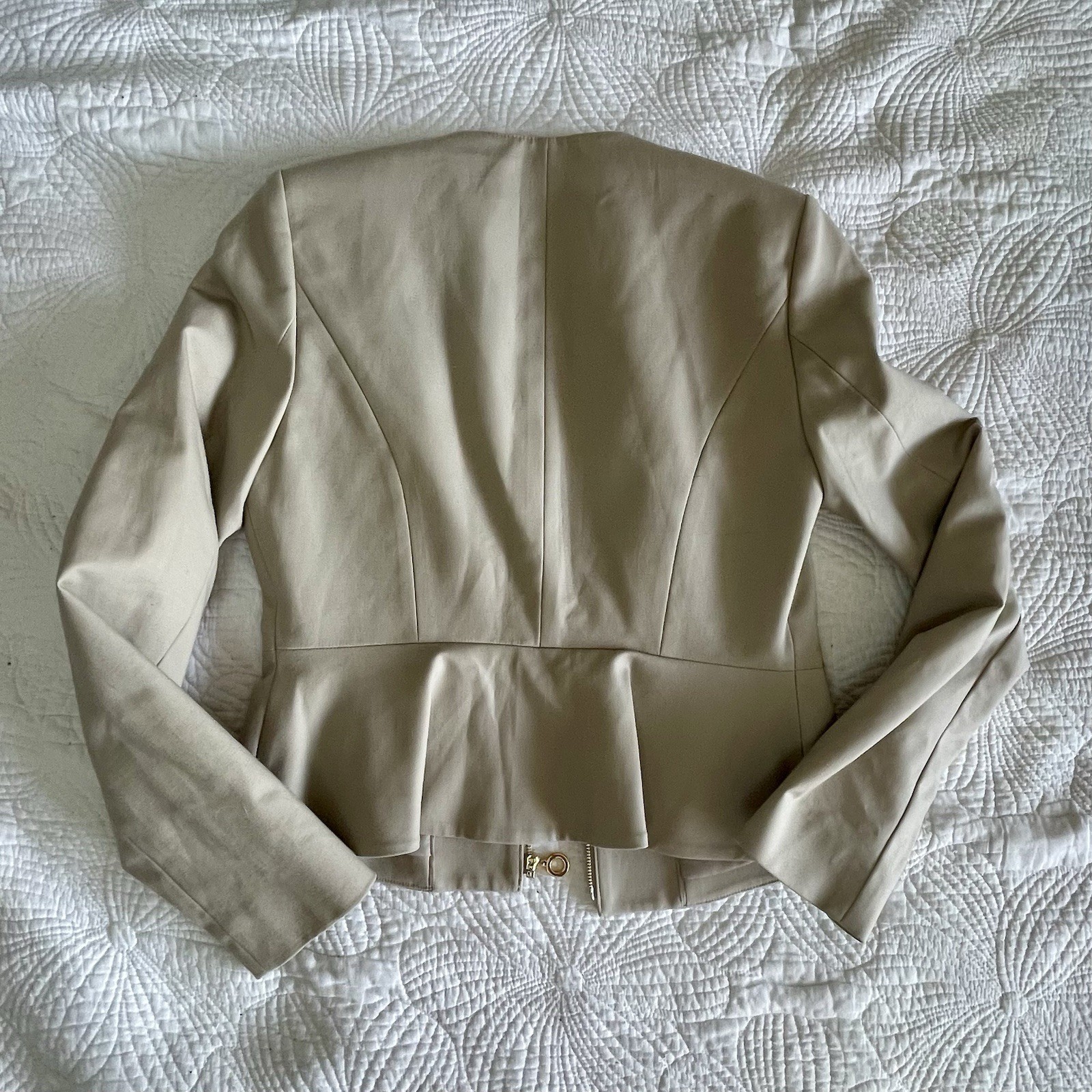Calvin Klein Womens Peplum Beige Blazer NWOT