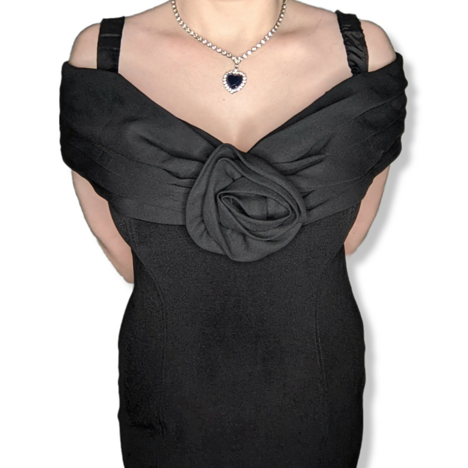 Vintage 80s Off the Shoulder Dress Cape Prom Formal Cocktail Gala Rosette Mini