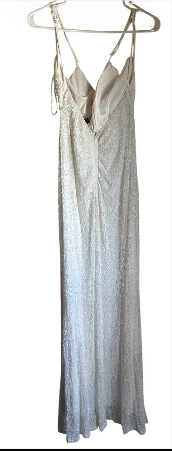 Windsor White Beaded Long Spaghetti Strap Slip Dress XL Polyester Spandex