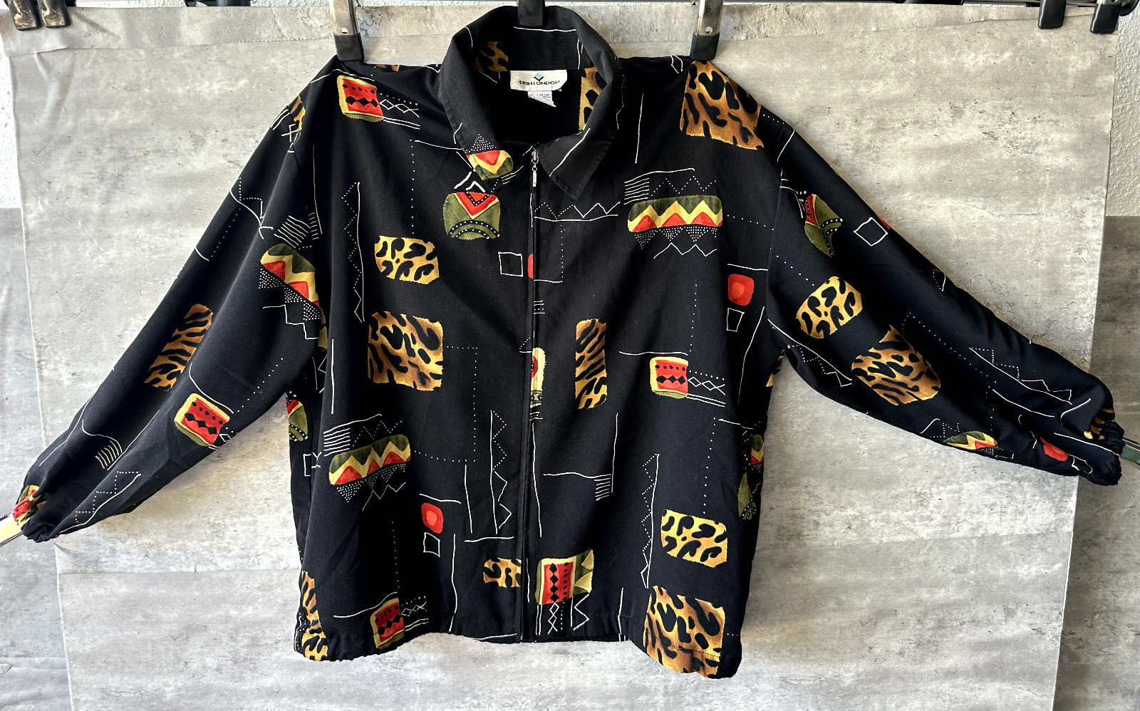 Vintage Erin London Abstract Geometric Jean-Michel Basquiat Style Jacket Size L