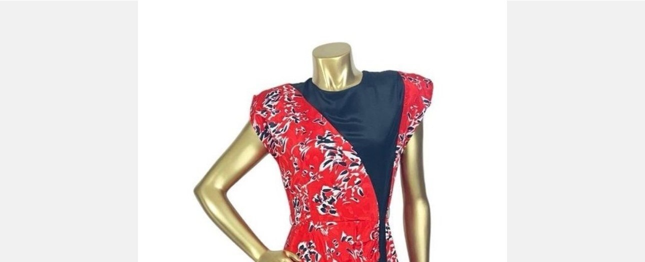 STUNNINGLY BOLD & UNIQUE A LA CARTE VINTAGE DRESS SZ 11 12 RED WHITE & BLUE