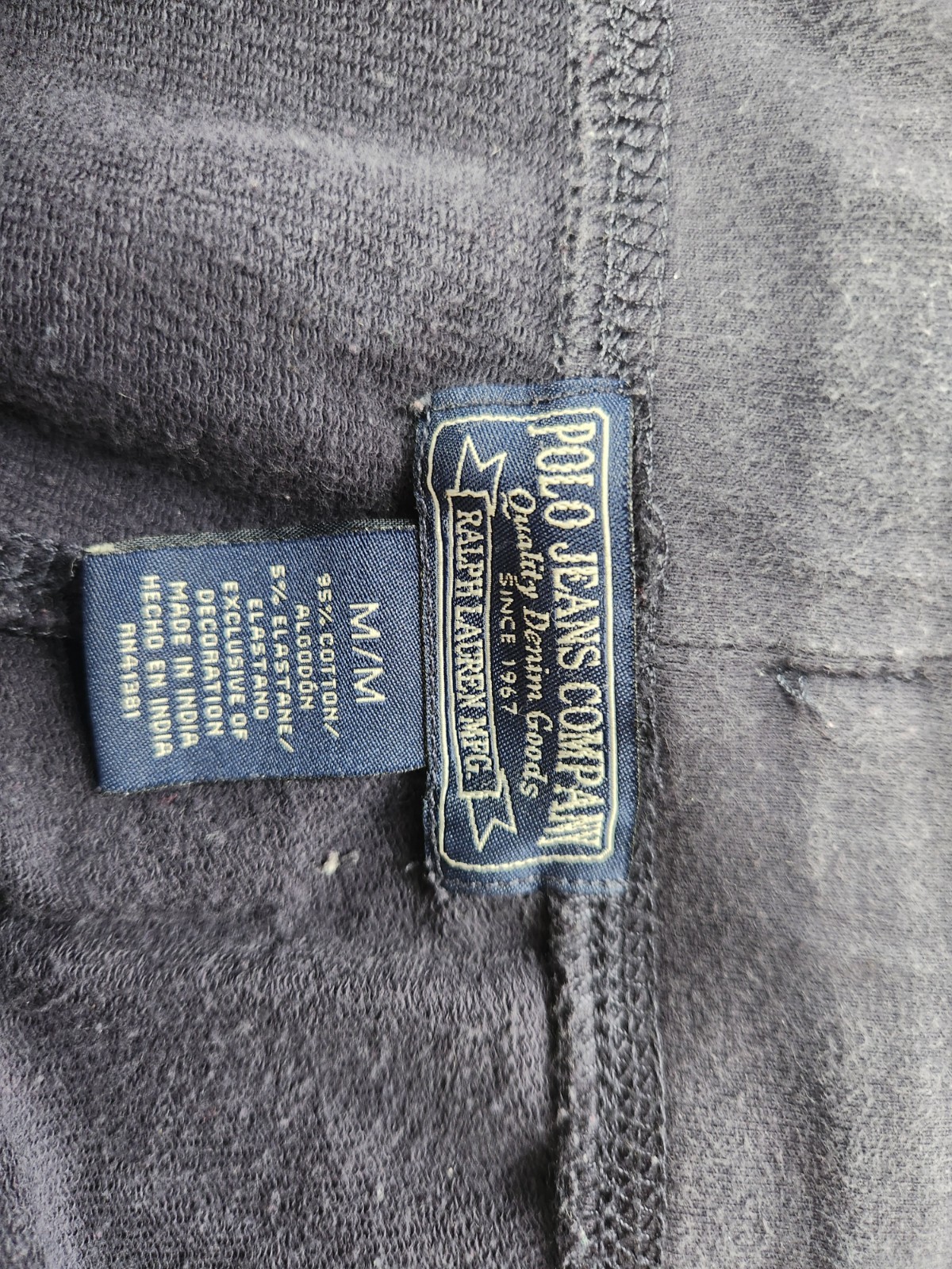Vintage Polo Jeans Co Navy Blue Wide Leg Sweatpants with Varsity Crest Emblem