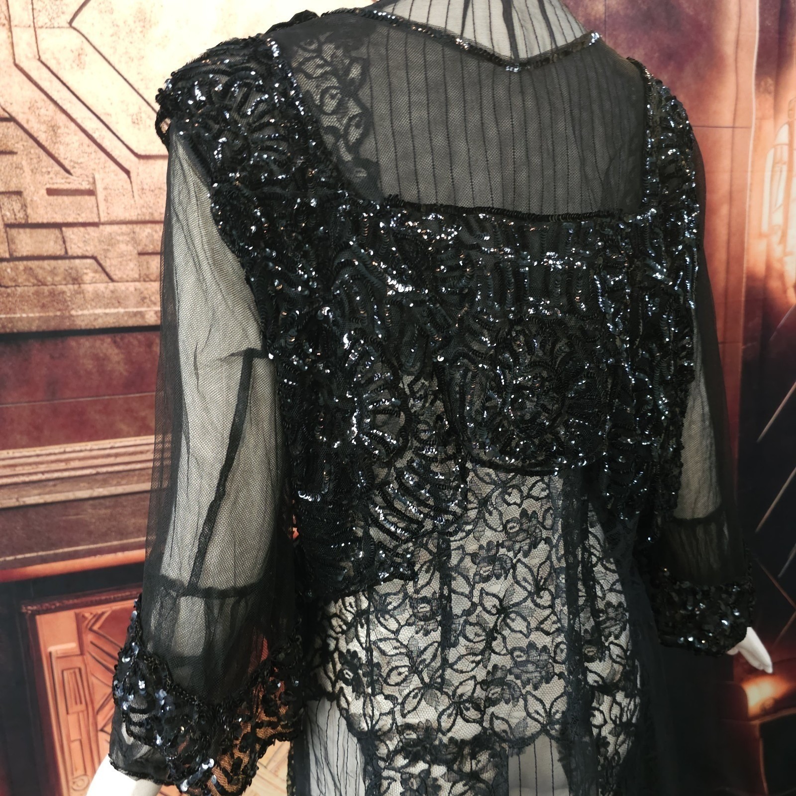 Unbelievable Rare Chiffon Fully Sequined Edwardian 1910s 20s Blouse Top Antique