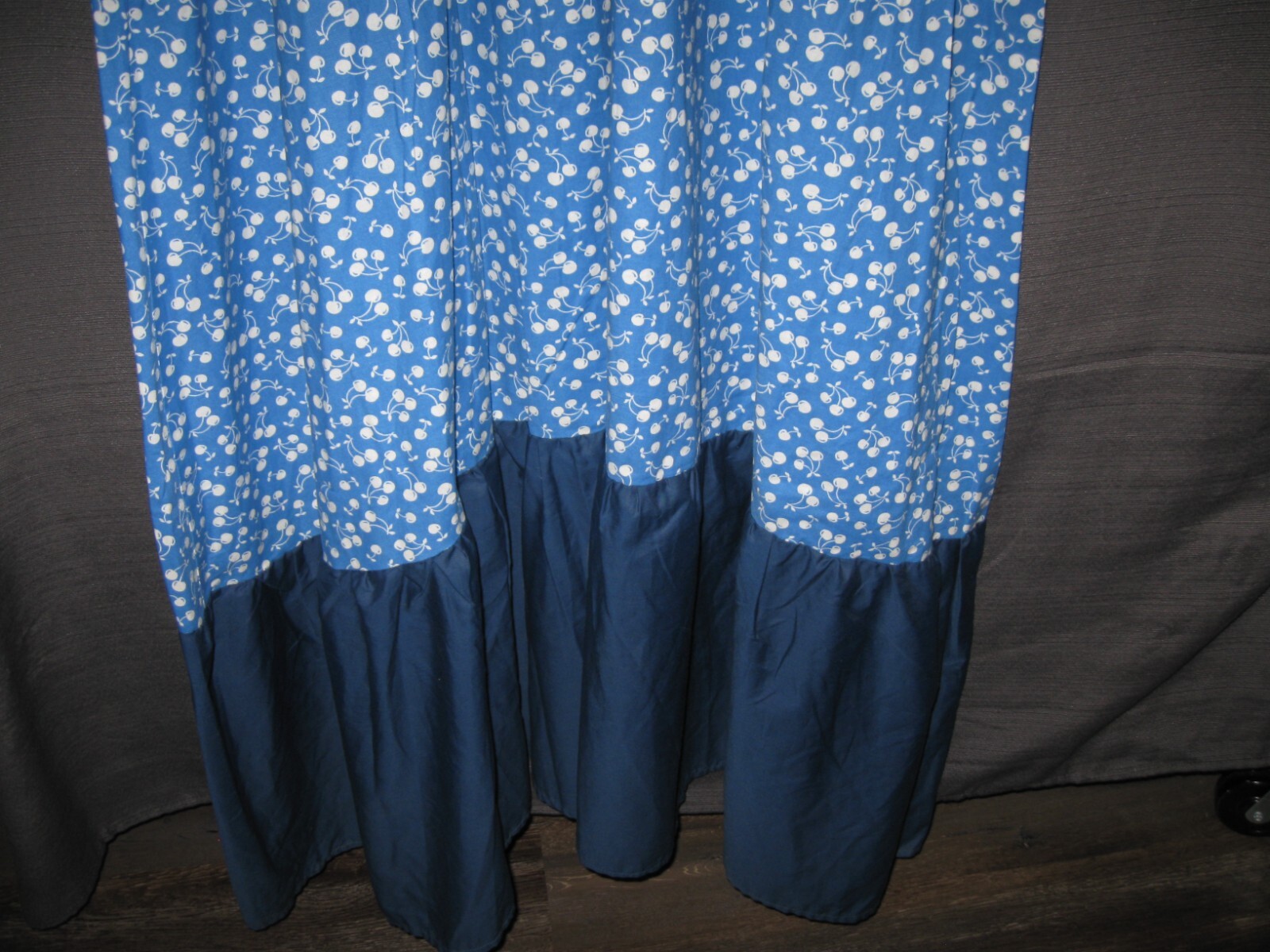 Vintage handmade long Maxi Prairie Dress Cherry Pattern w/Bag Cottage Core Farm