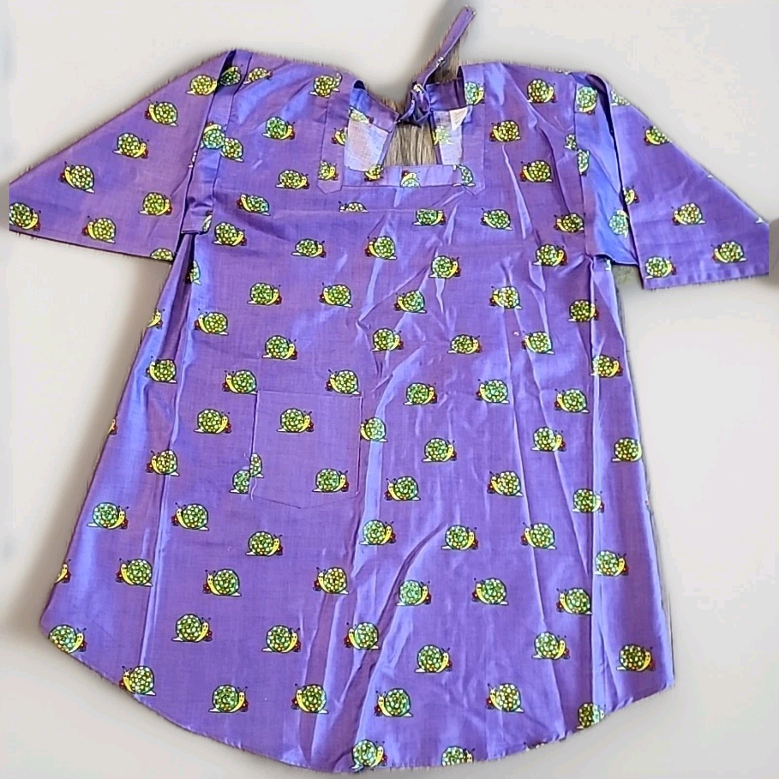 Vintage 60&rsquo;s Japan Design House Cotton Smock apron psychedelic artsy mod Snails