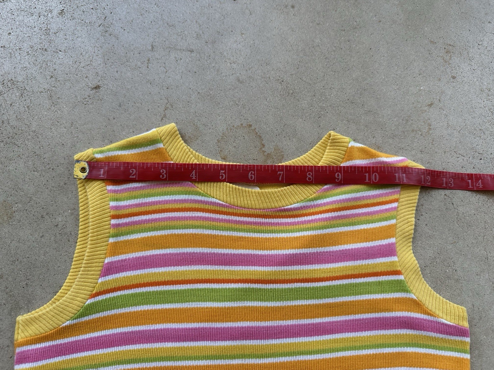 1960s 70s Stripe Knit Crop Tank Top Mod Resort Sportswear Surf Pink XS S VTG