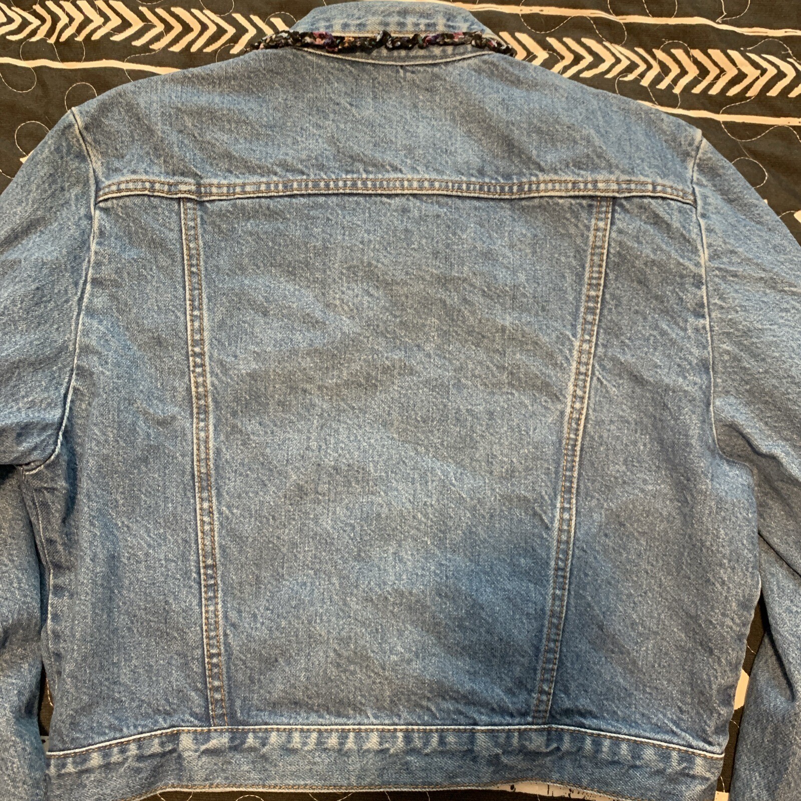 Vintage California Concepts Denim Jacket 80s 90s Romantic Ruffle Trim Crop Sz S