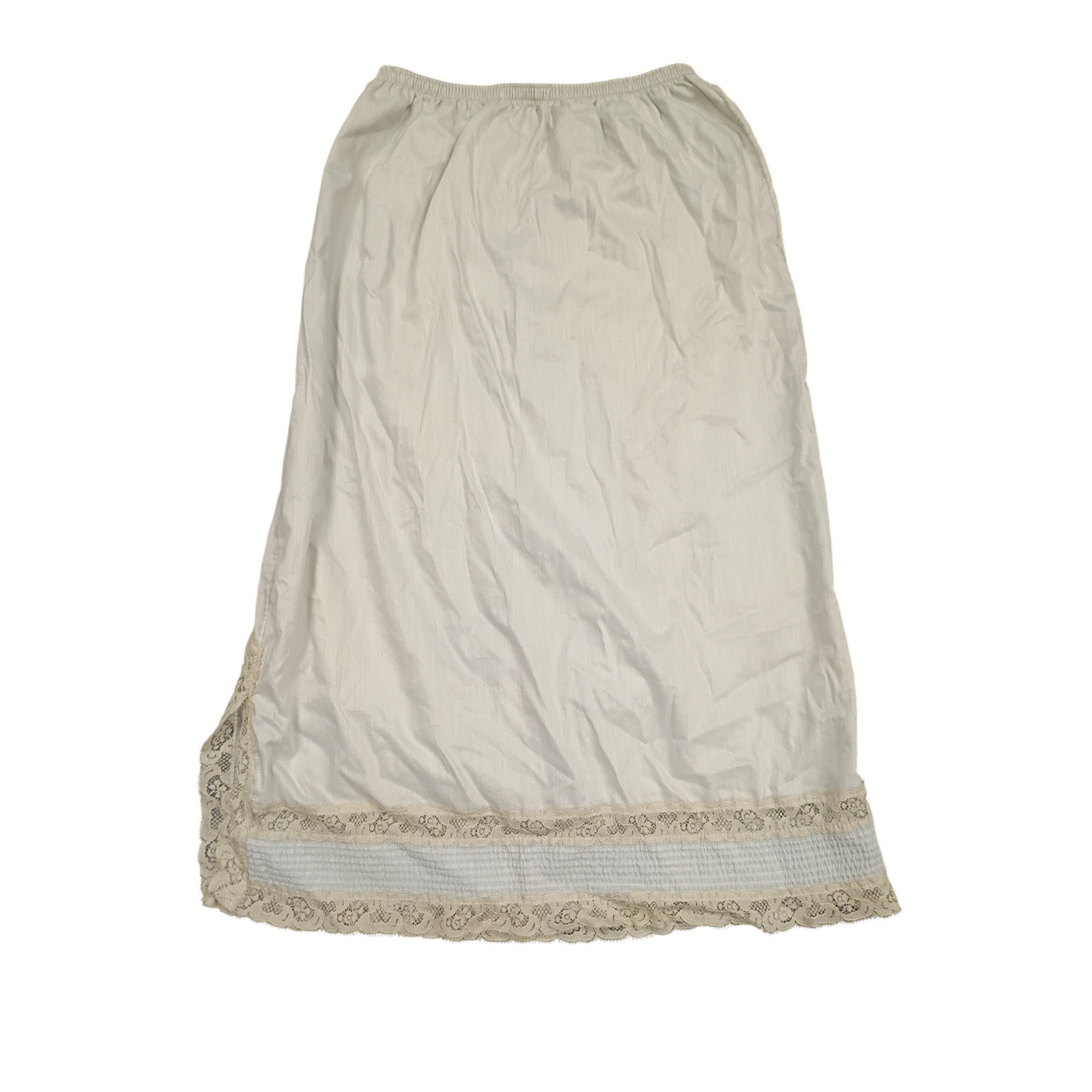 Kayser Vintage Half Slip Skirt Womens Small Cream Lace Trim Blue Accent USA Made