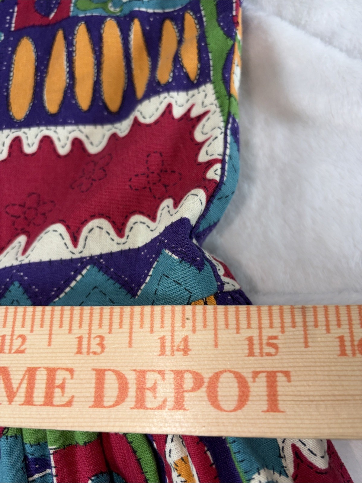 Vintage Gap 80s Abstract Geometric Patchwork Sundress Pockets Kidcore Eclectic L