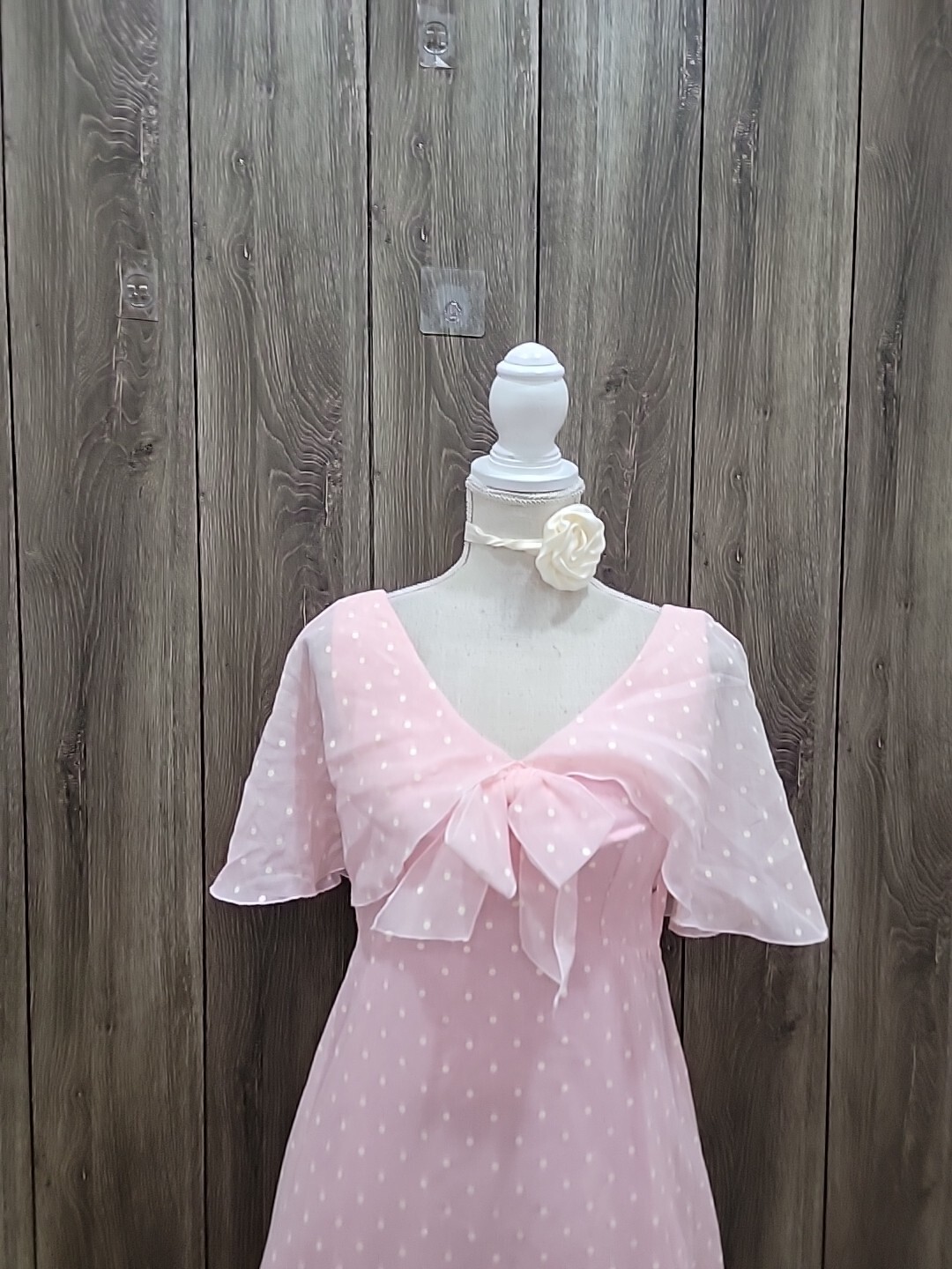 VTG House Of Bianchi Polka Dots/Cape Sleeve Maxi dress /Renaissance Style As Is