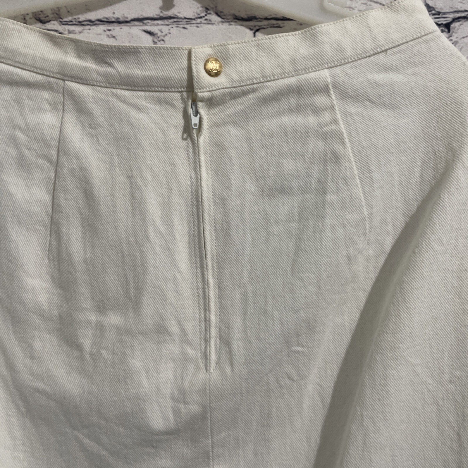 CELINE Vintage Macadam Gold Button 1980’s Cream Skirt Lace Up Stunning MCM