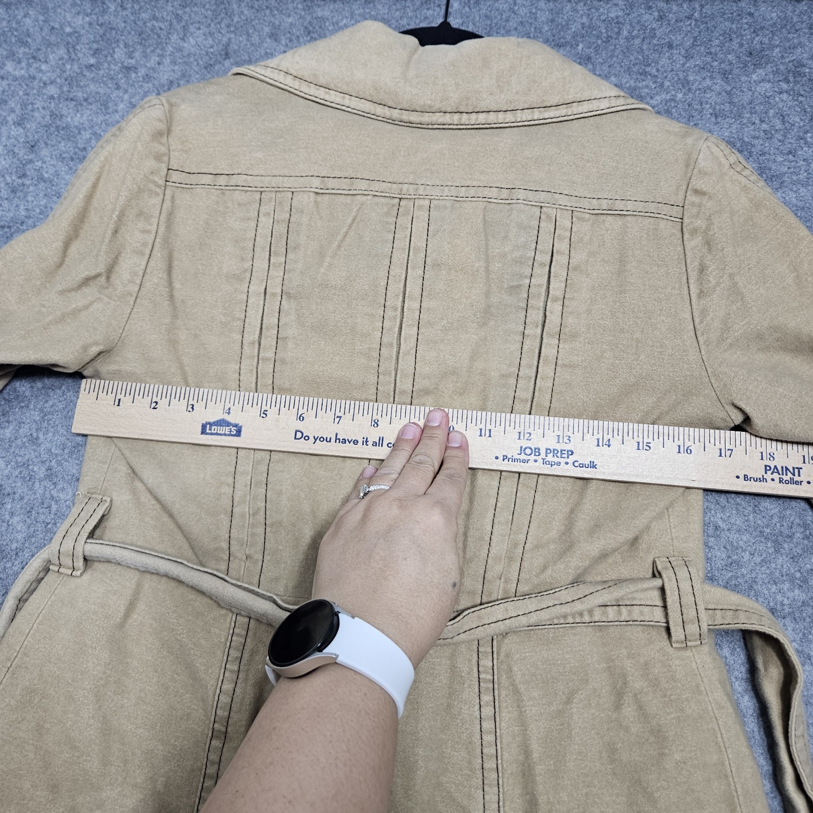 Vintage 60s Faux Suede Long Trench Coat Size Small By Debbi Robert