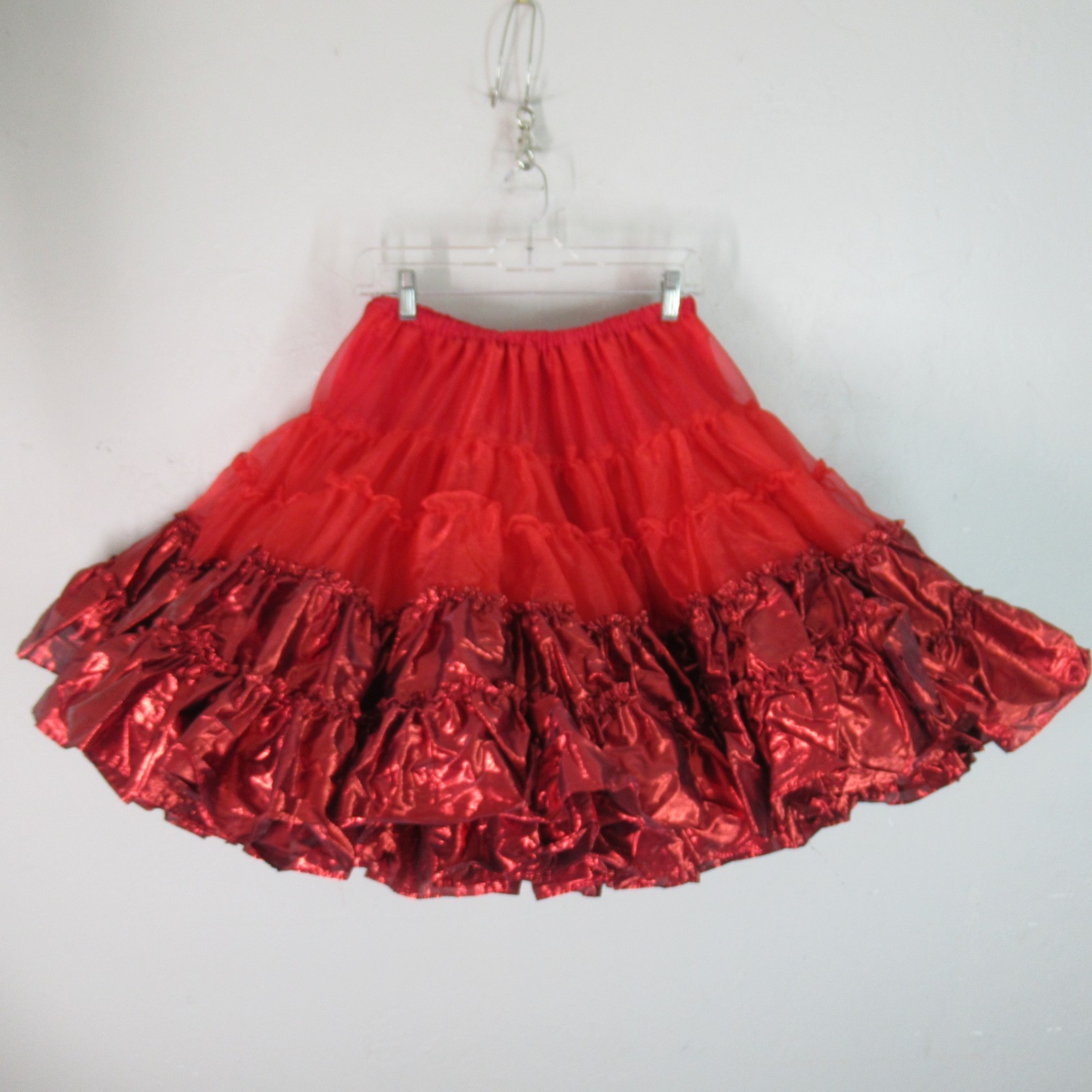 Square Dance Apparel Petticoat M Metallic Red 5 Tier 2 Layer Ruffles