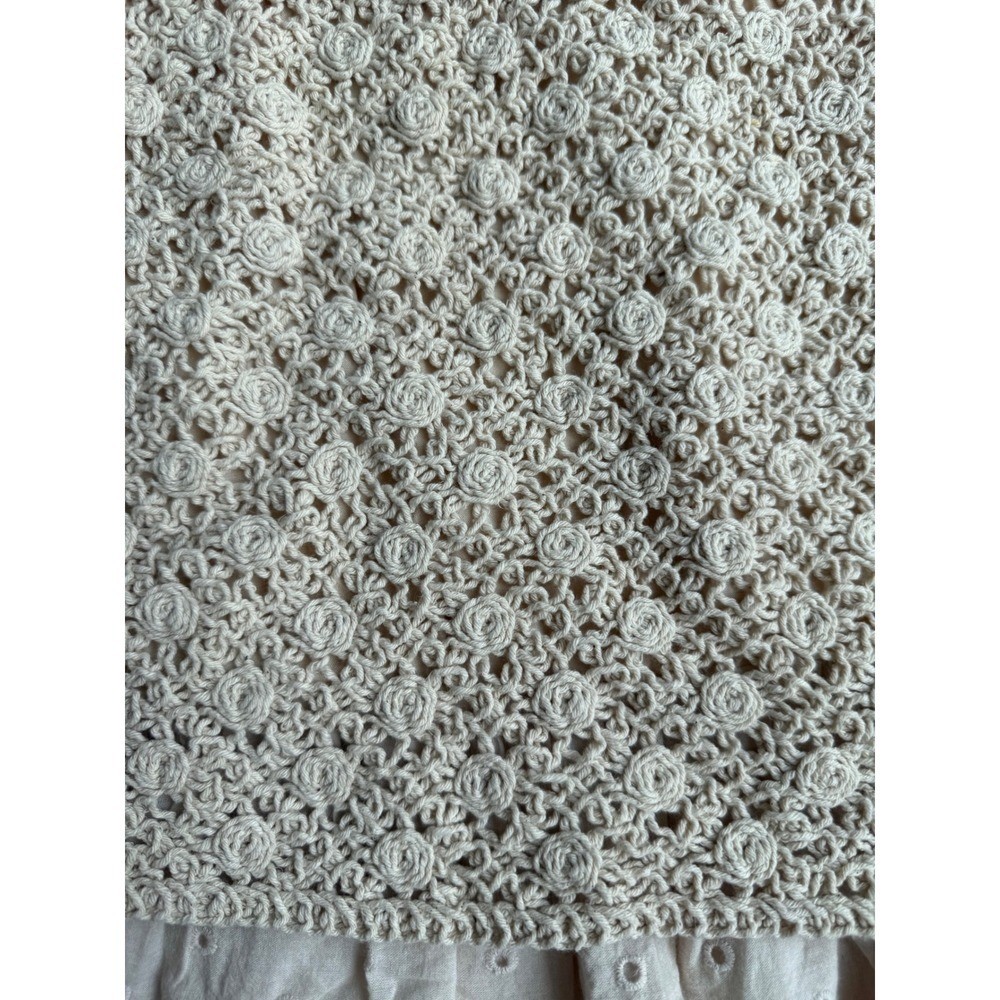 L Love Crochet Eyelet Lace Peplum Cami Tank Top Beige